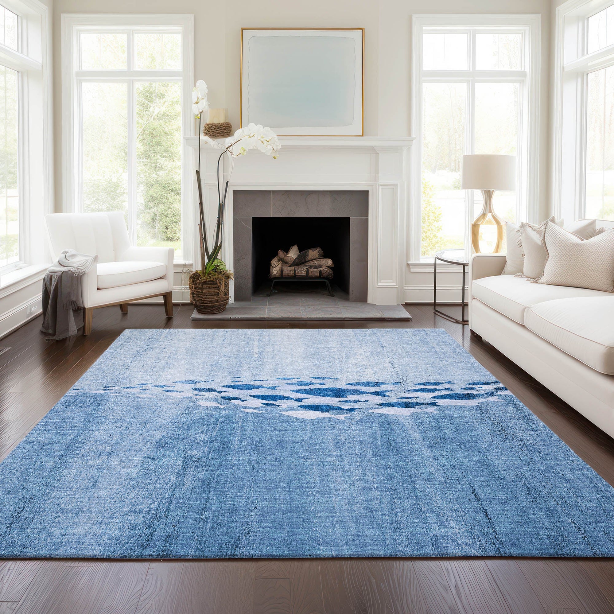 Addison Rugs Nautical Blue Washable Indoor-Outdoor Rug