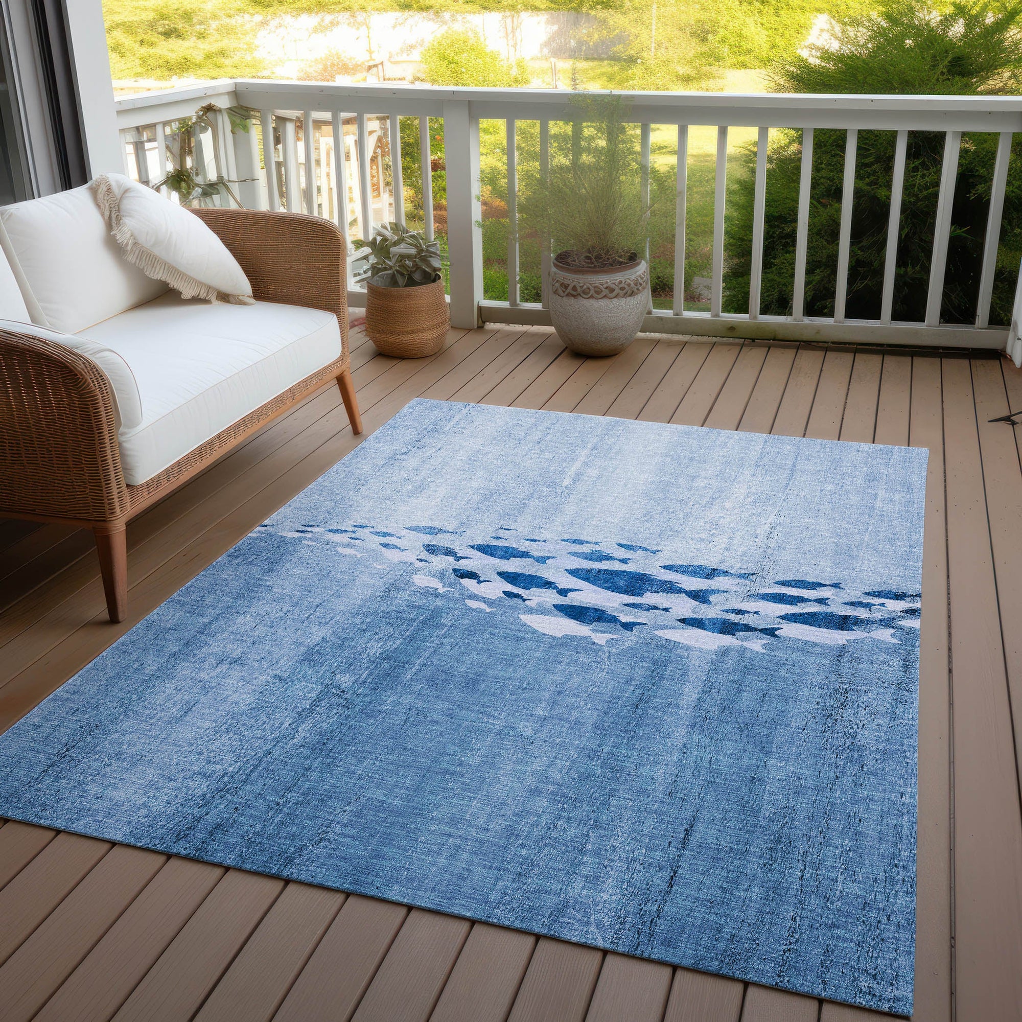 Addison Rugs Nautical Blue Washable Indoor-Outdoor Rug