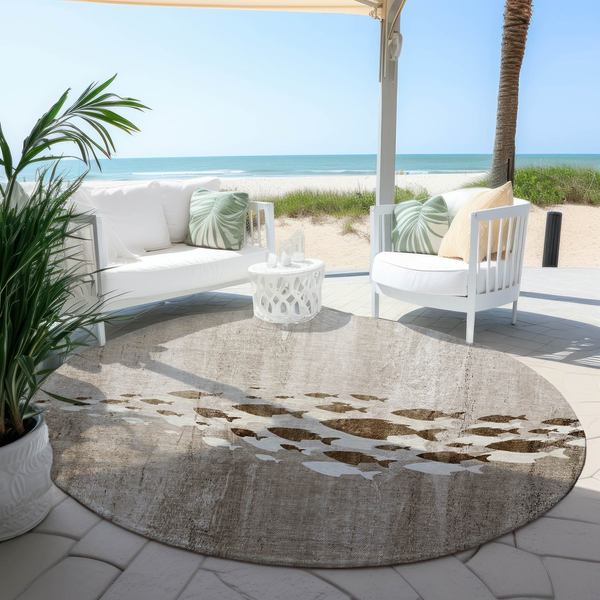 Addison Rugs Nautical Brown Washable Indoor-Outdoor Rug