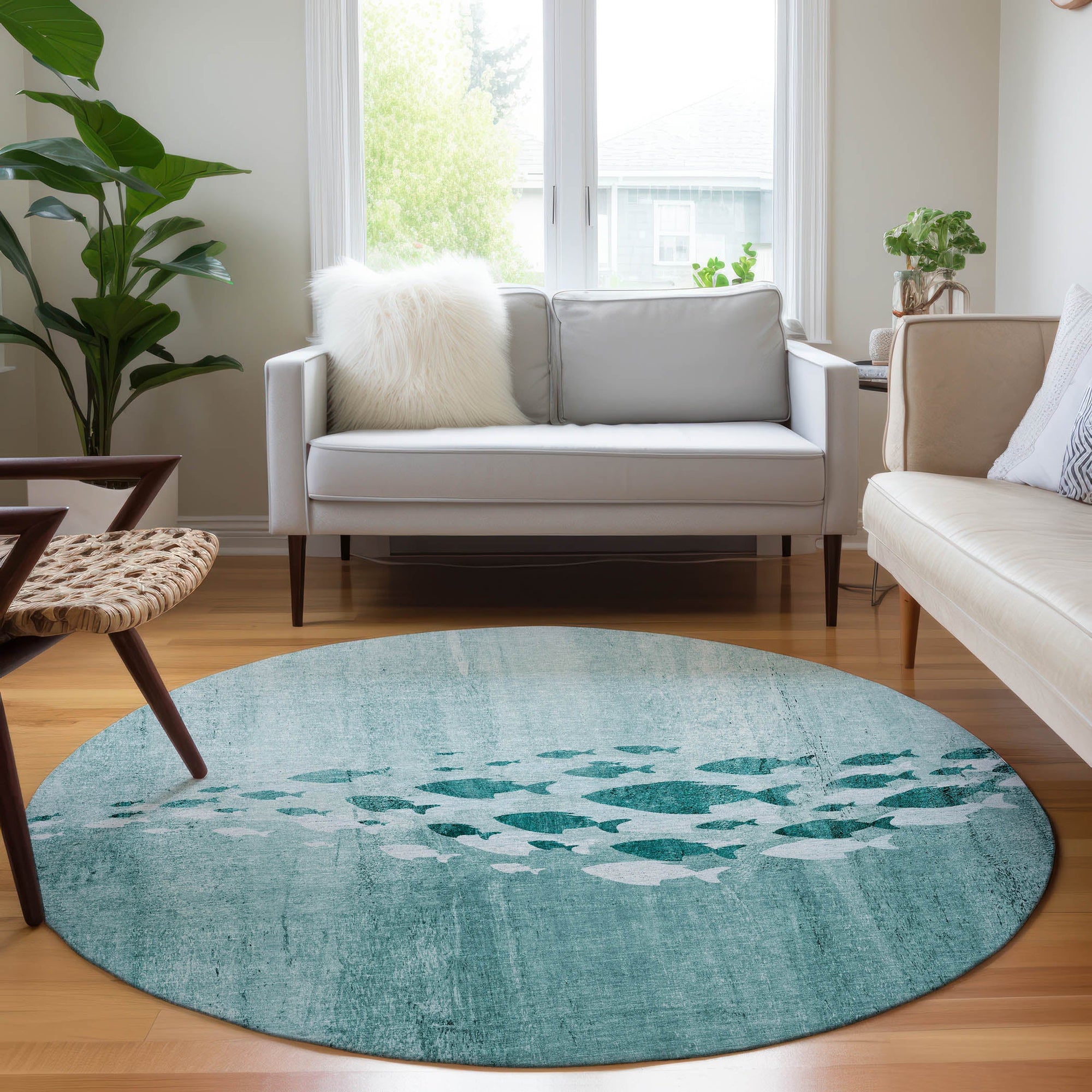 Addison Rugs Nautical Teal Washable Indoor-Outdoor Rug