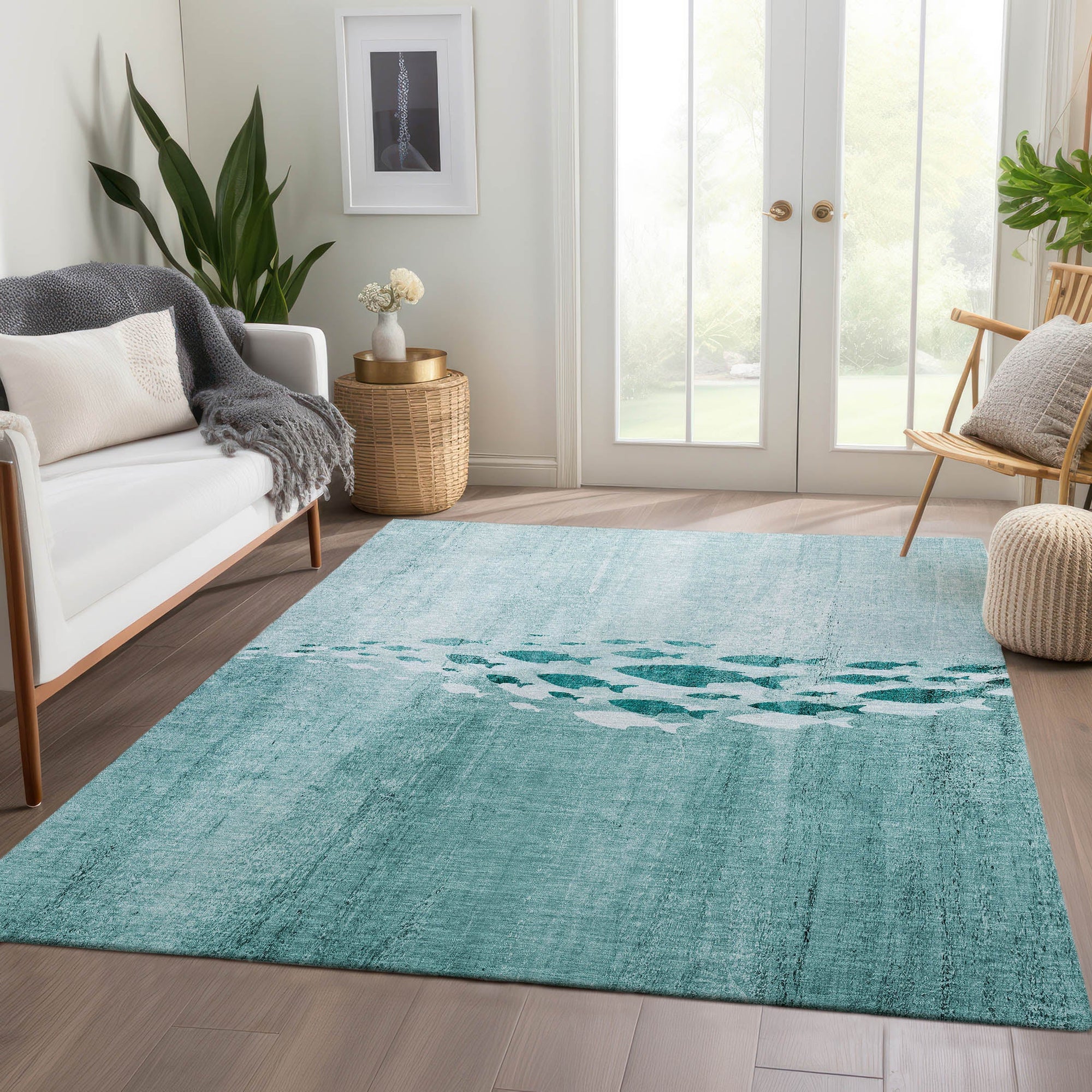 Addison Rugs Nautical Teal Washable Indoor-Outdoor Rug