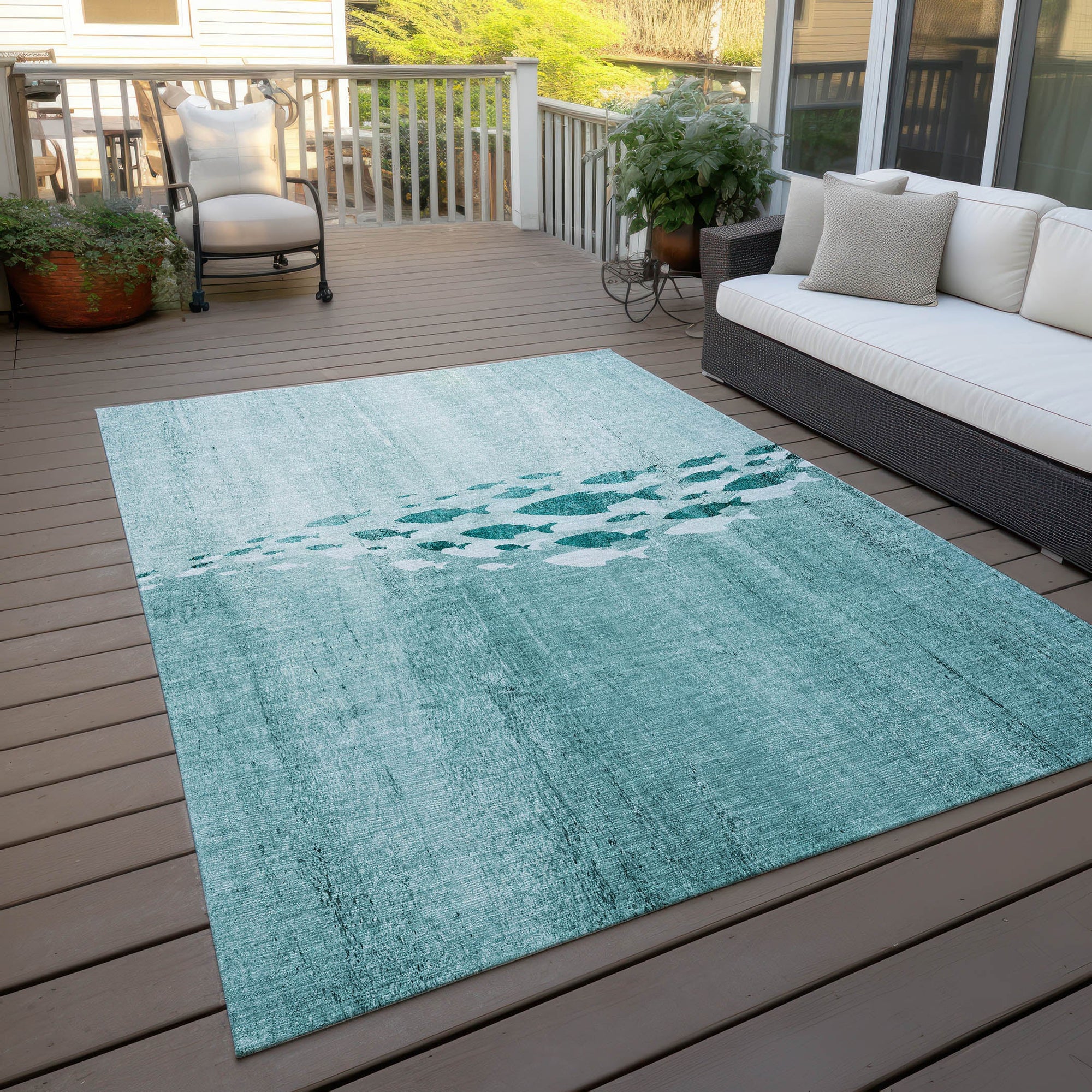 Addison Rugs Nautical Teal Washable Indoor-Outdoor Rug