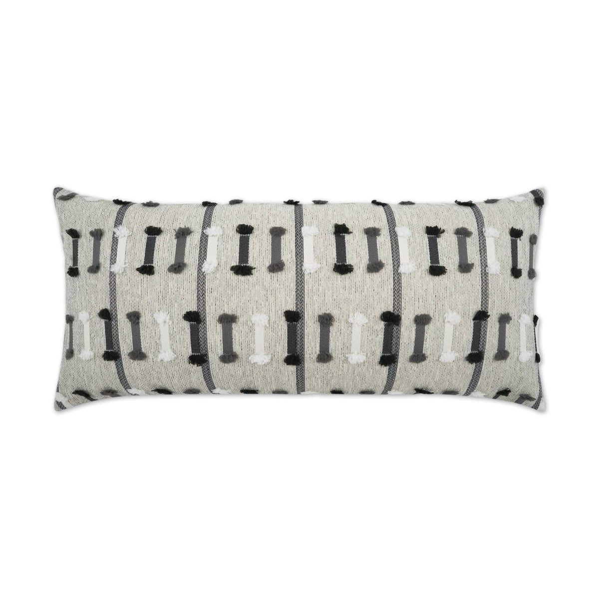 D.V. Kap Outdoor Tassel Stripe Lumbar Pillow - Grey