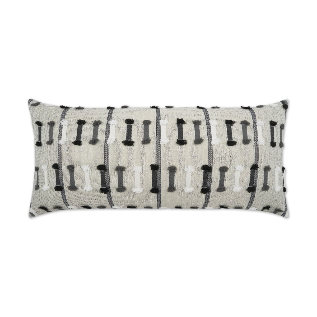 D.V. Kap Outdoor Tassel Stripe Lumbar Pillow - Grey