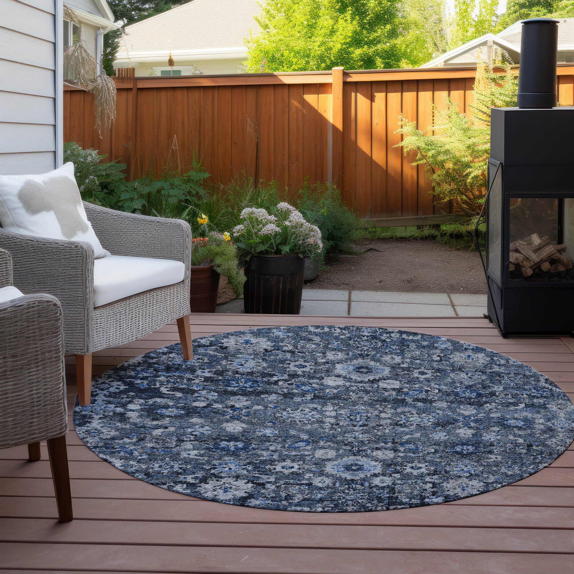 Addison Rugs Ocean Ripples Blue Washable Indoor-Outdoor Rug