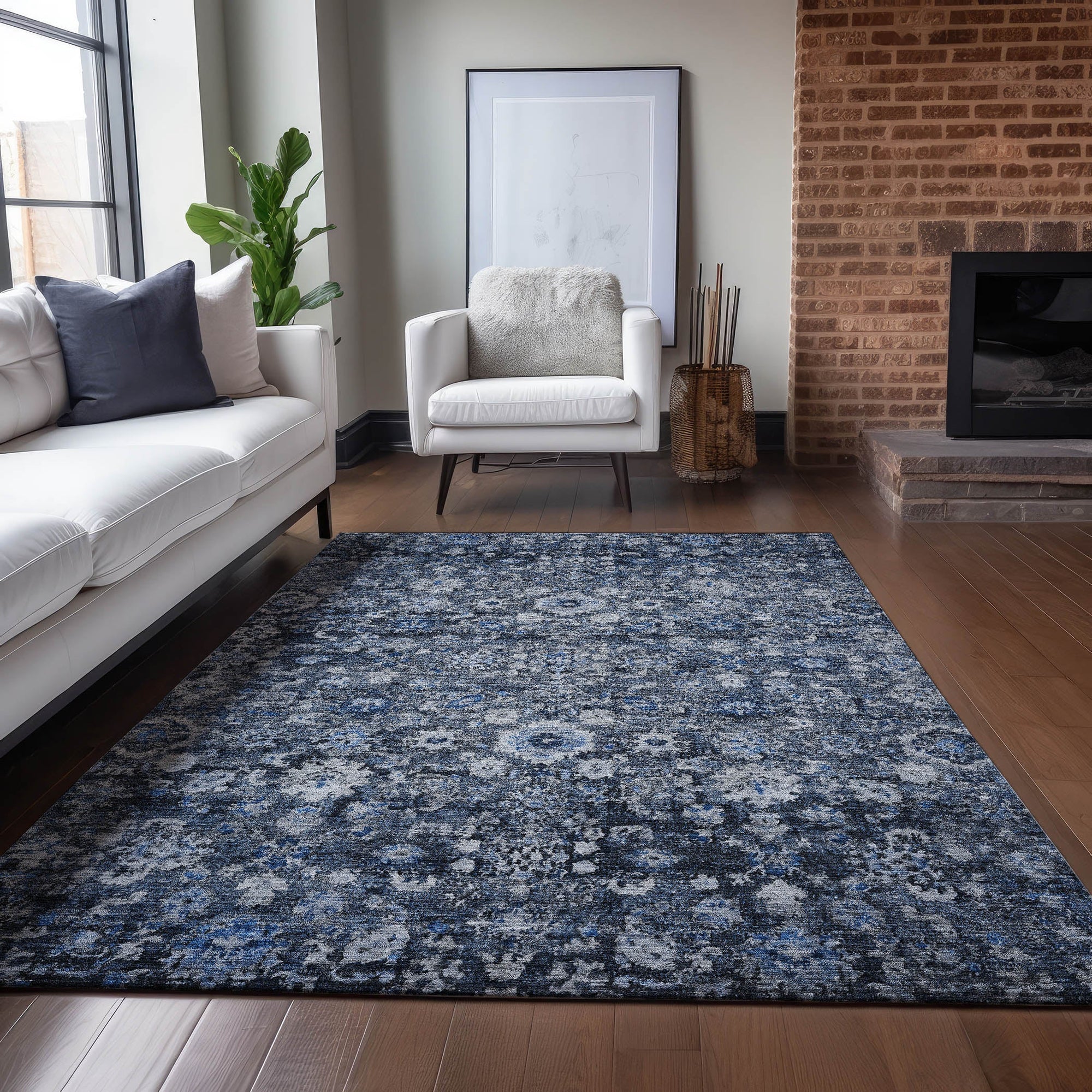 Addison Rugs Ocean Ripples Blue Washable Indoor-Outdoor Rug