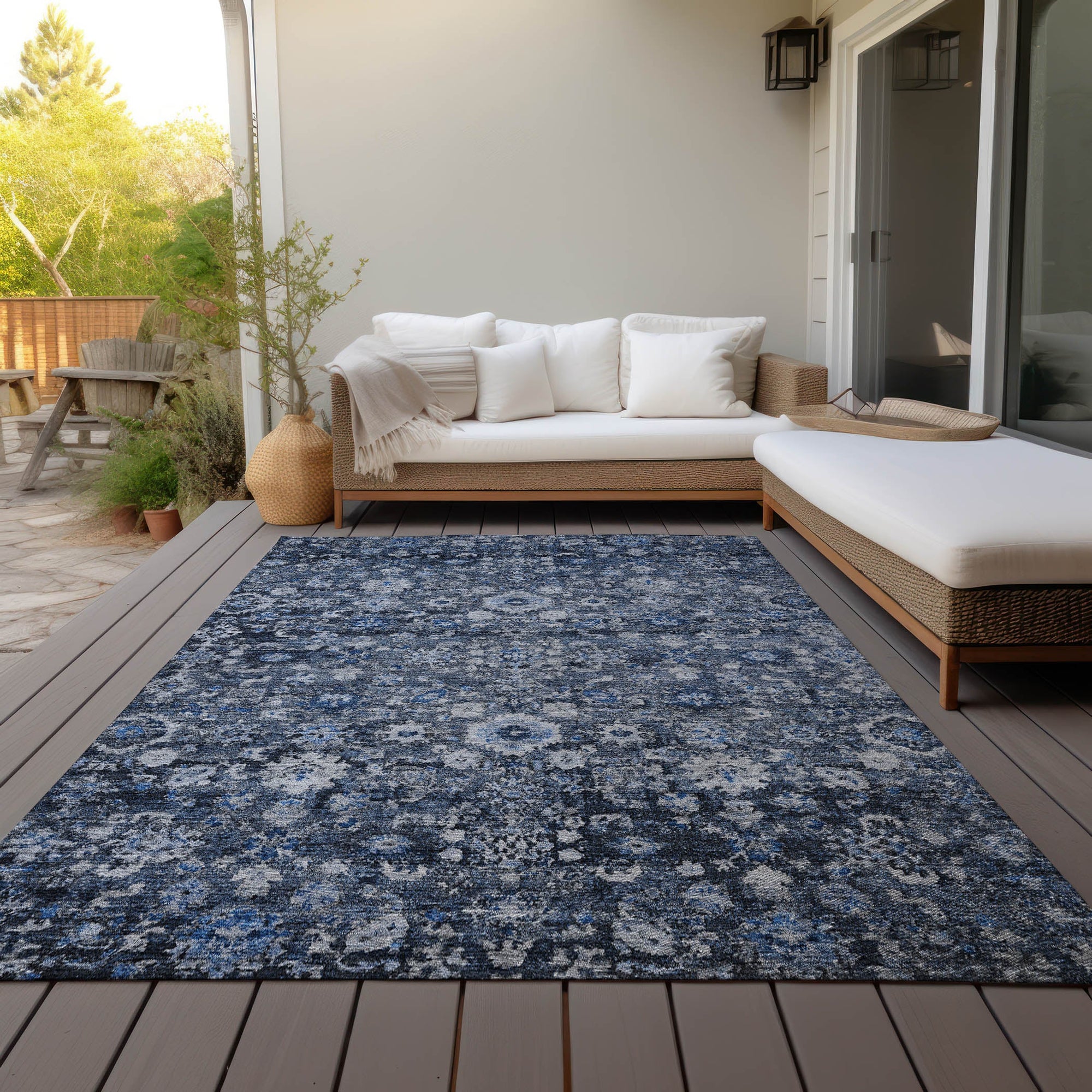 Addison Rugs Ocean Ripples Blue Washable Indoor-Outdoor Rug