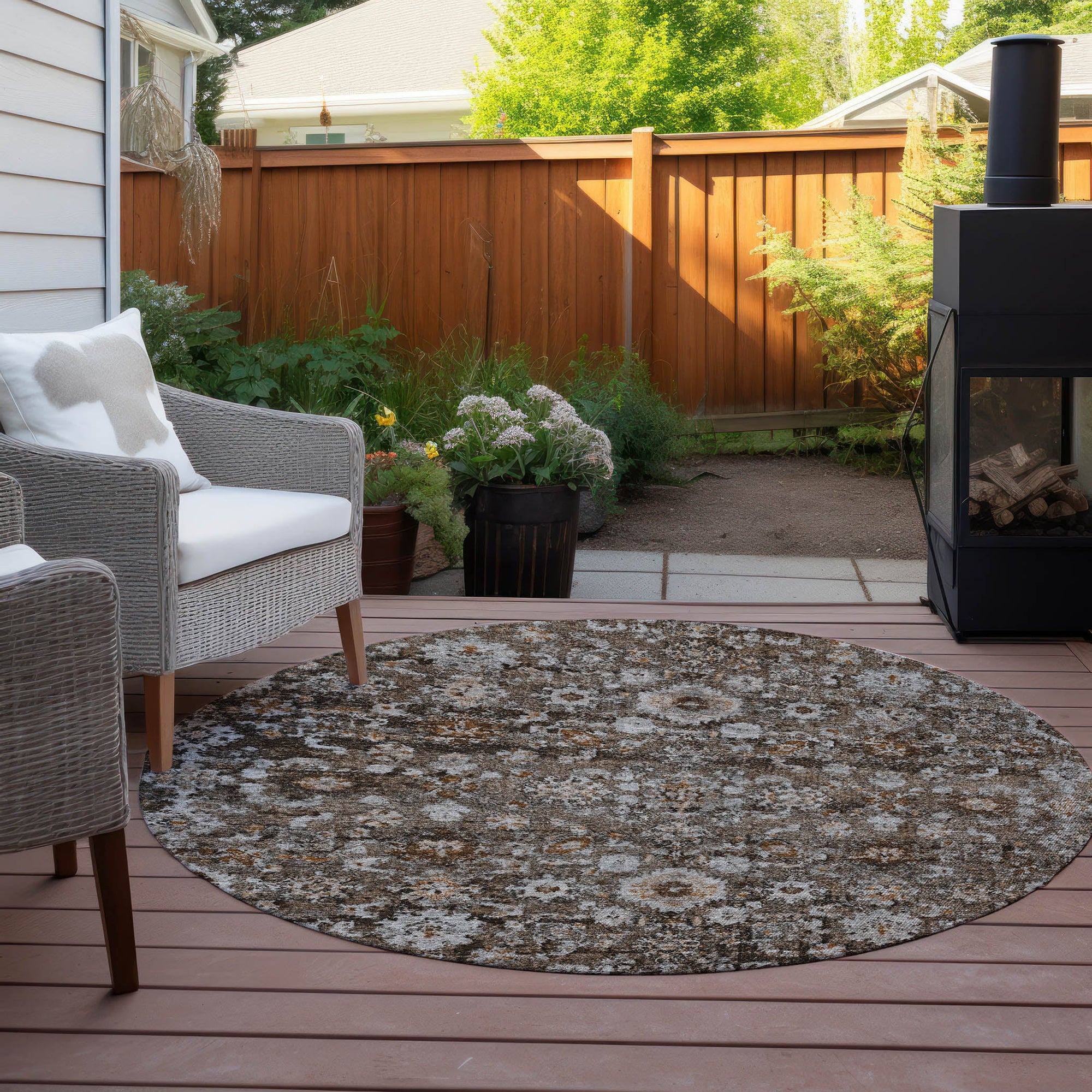 Addison Rugs Ocean Ripples Brown Washable Indoor-Outdoor Rug