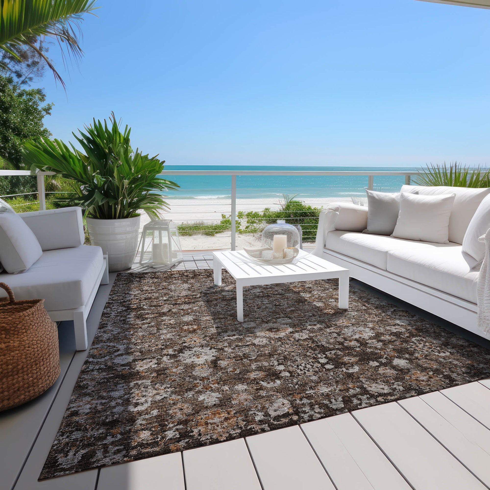 Addison Rugs Ocean Ripples Brown Washable Indoor-Outdoor Rug