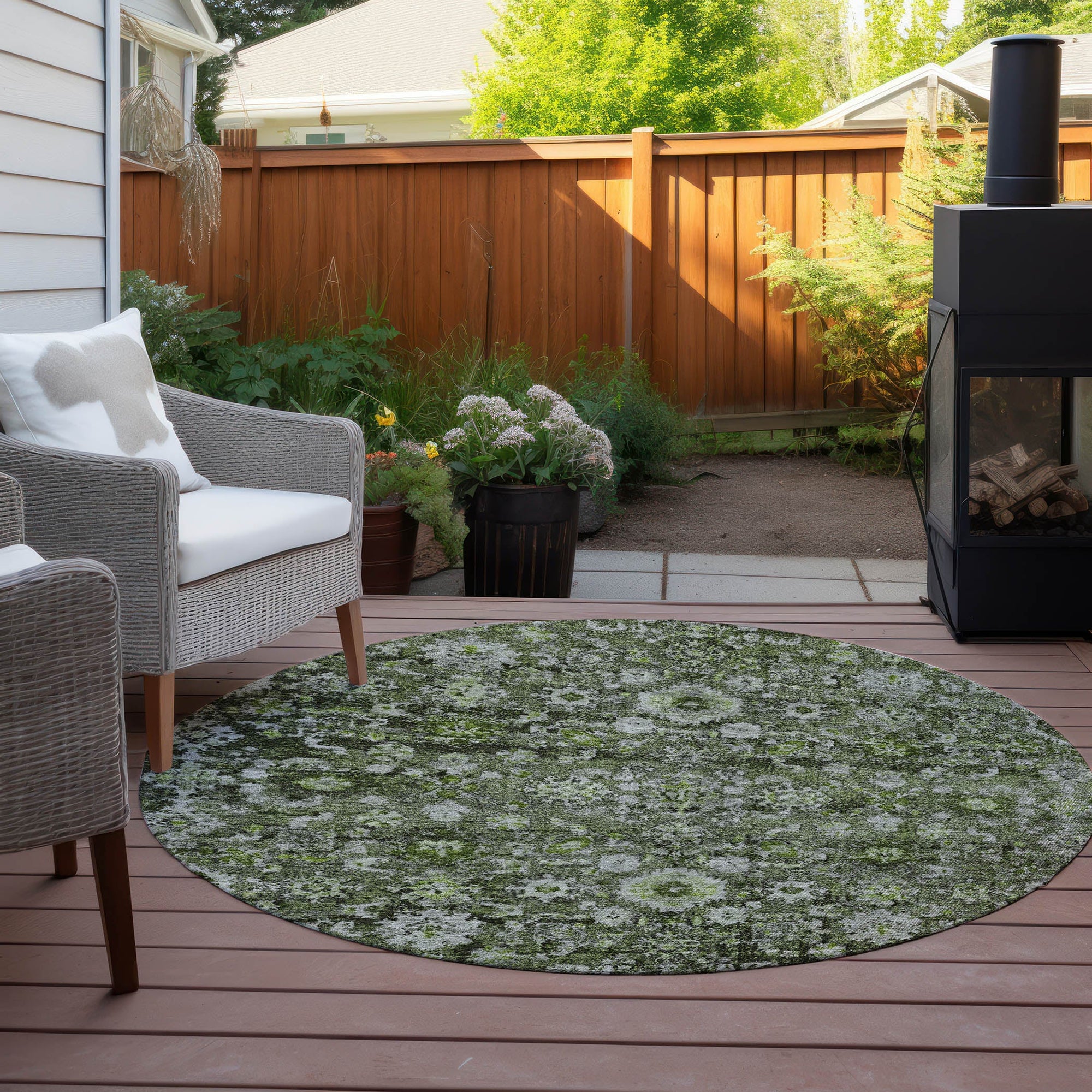 Addison Rugs Ocean Ripples Green Washable Indoor-Outdoor Rug