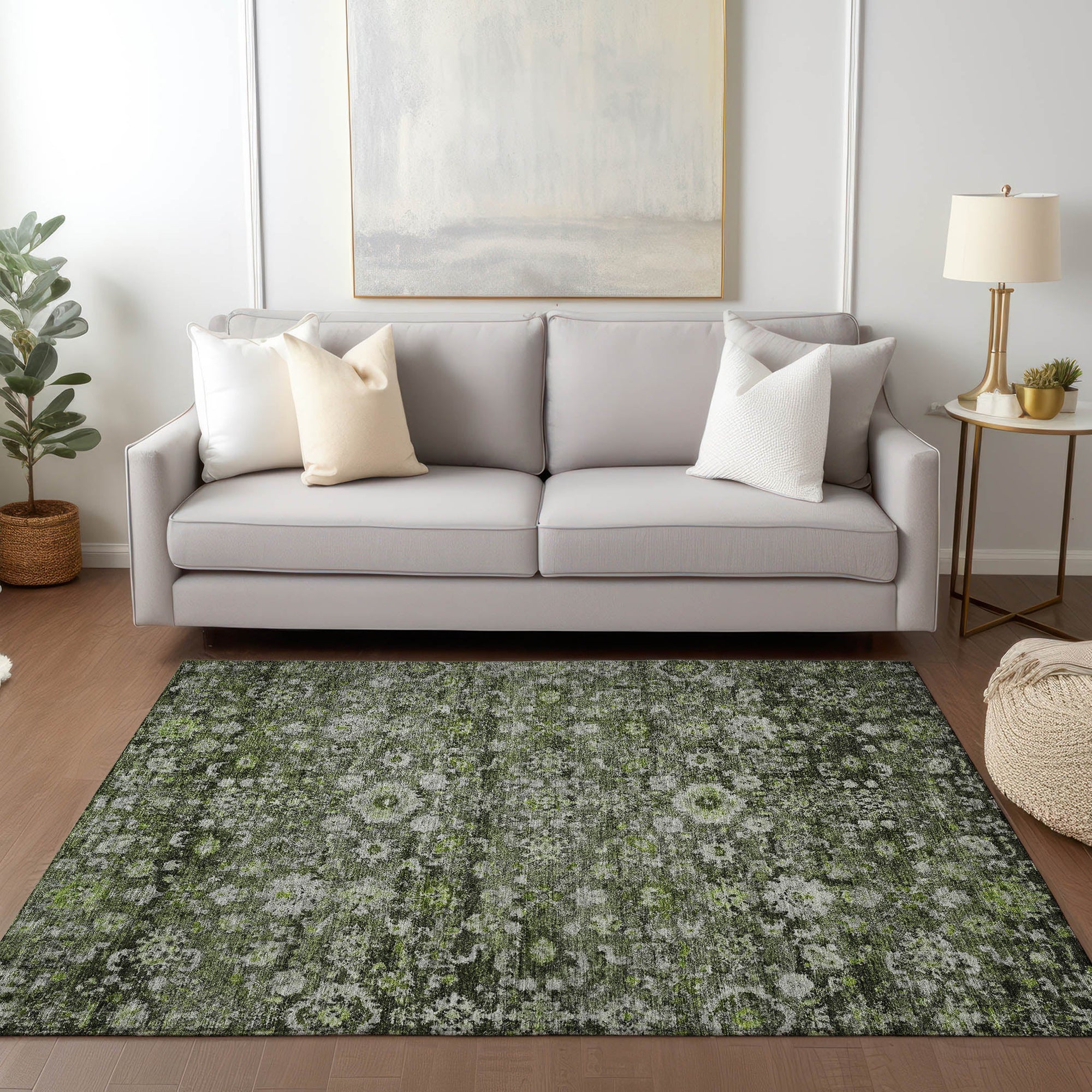 Addison Rugs Ocean Ripples Green Washable Indoor-Outdoor Rug