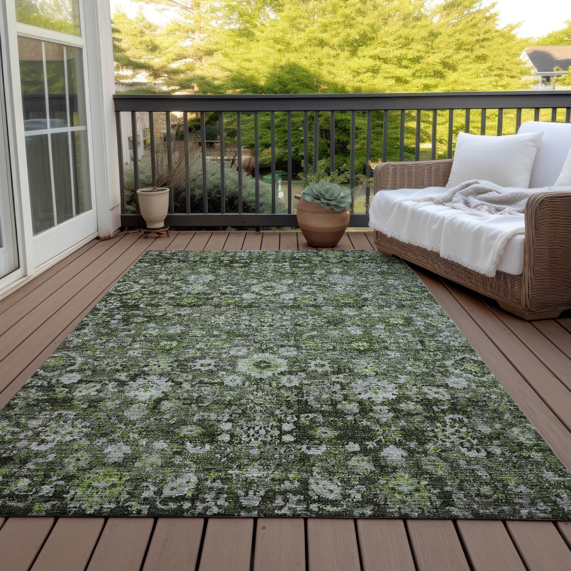 Addison Rugs Ocean Ripples Green Washable Indoor-Outdoor Rug