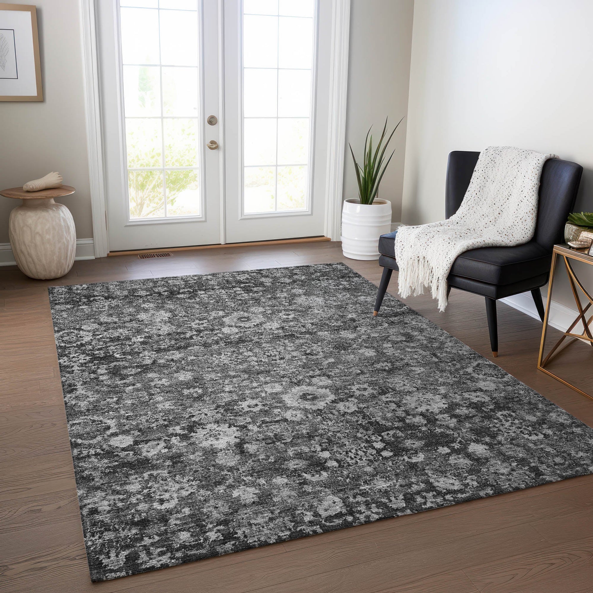 Addison Rugs Ocean Ripples Grey Washable Indoor-Outdoor Rug