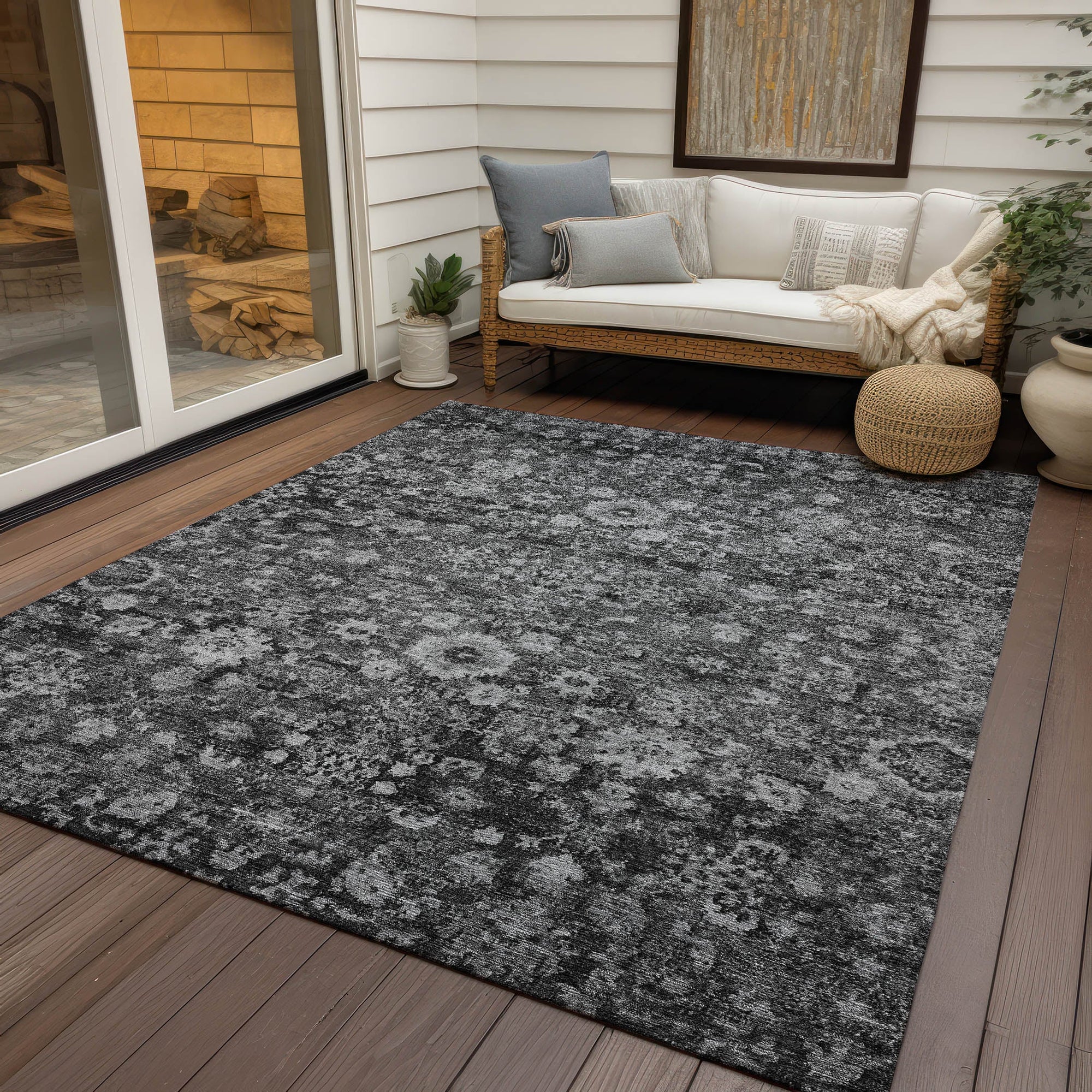 Addison Rugs Ocean Ripples Grey Washable Indoor-Outdoor Rug