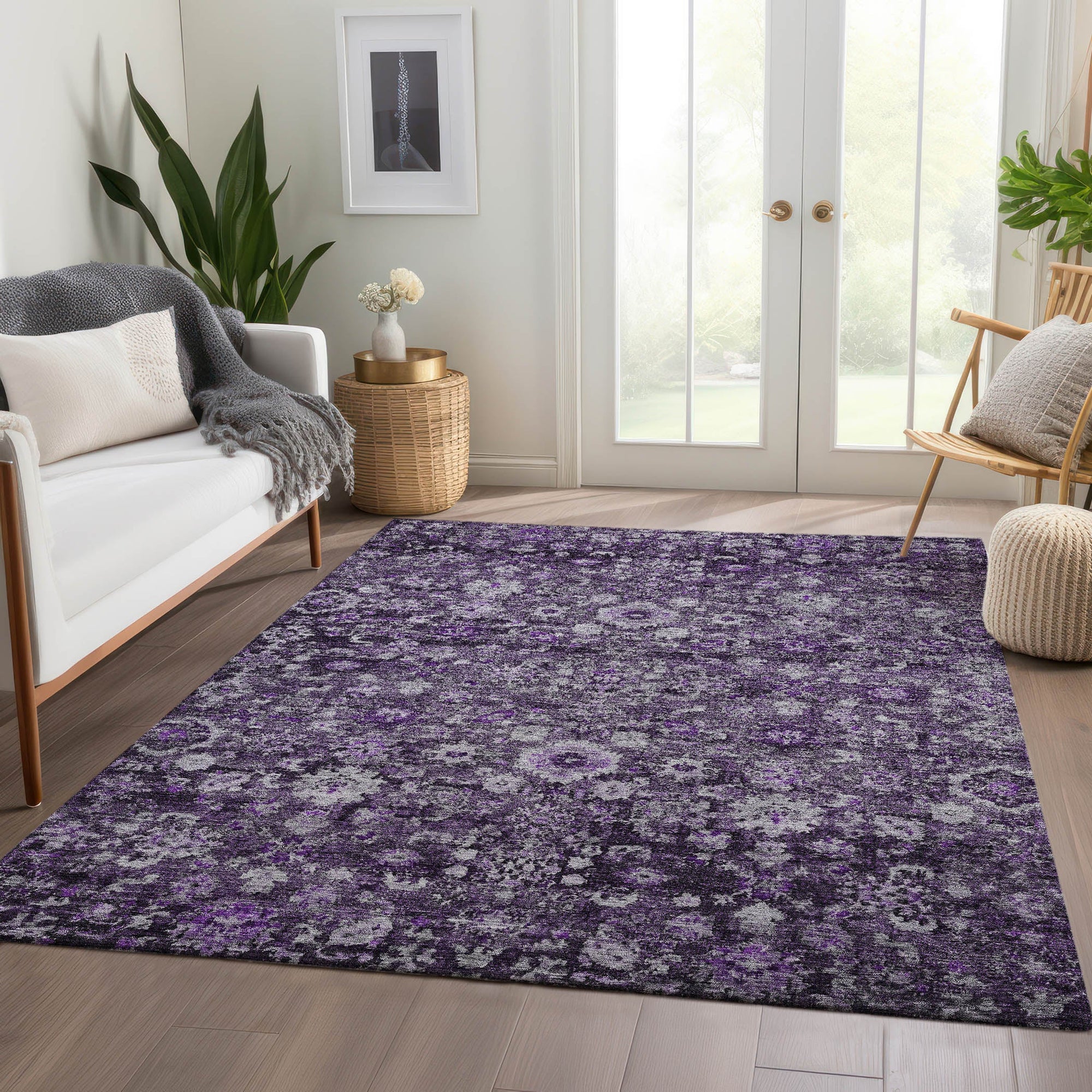 Addison Rugs Ocean Ripples Purple Washable Indoor-Outdoor Rug