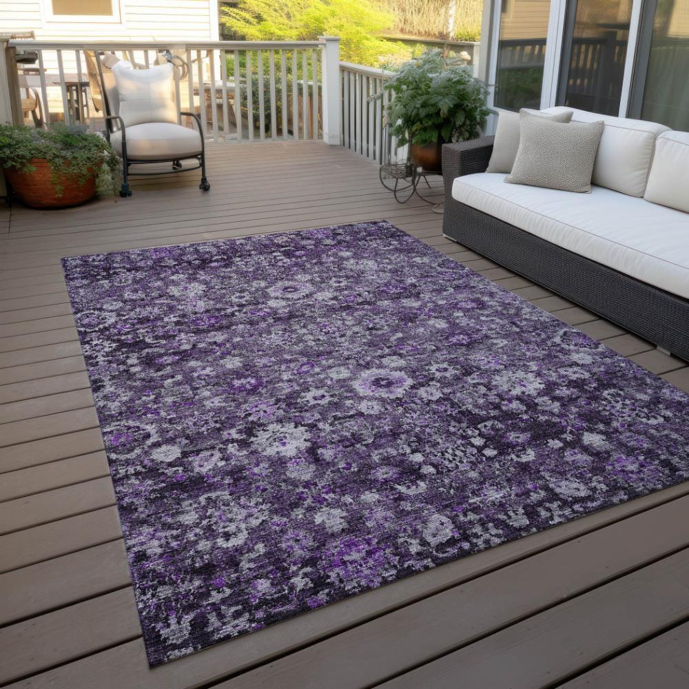 Addison Rugs Ocean Ripples Purple Washable Indoor-Outdoor Rug