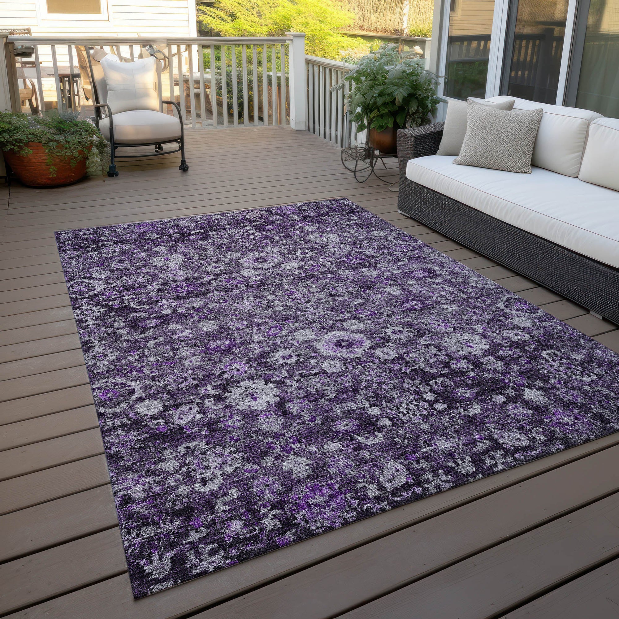 Addison Rugs Ocean Ripples Purple Washable Indoor-Outdoor Rug