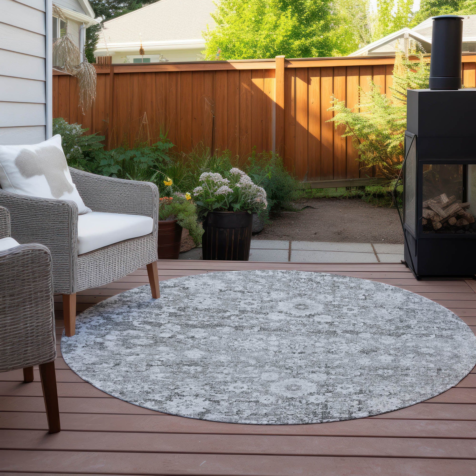 Addison Rugs Ocean Ripples Silver Washable Indoor-Outdoor Rug