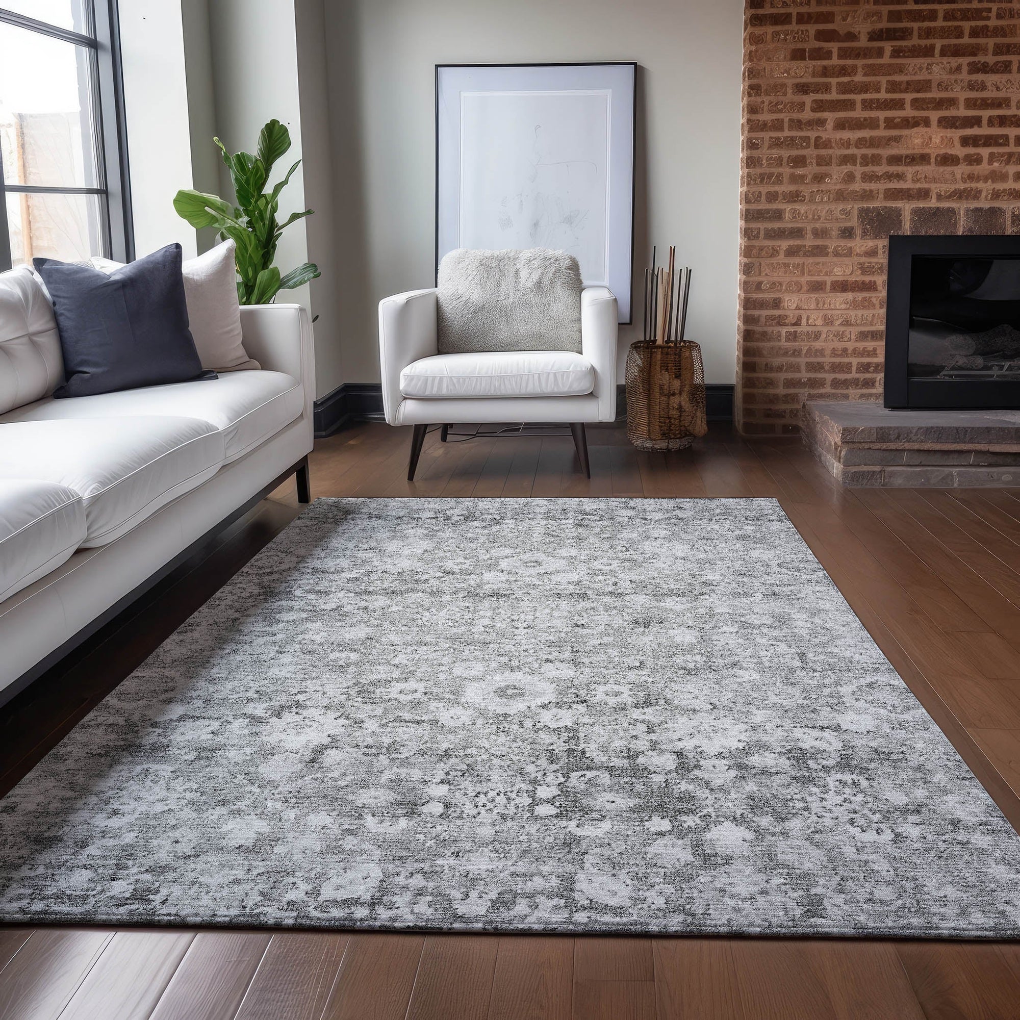 Addison Rugs Ocean Ripples Silver Washable Indoor-Outdoor Rug