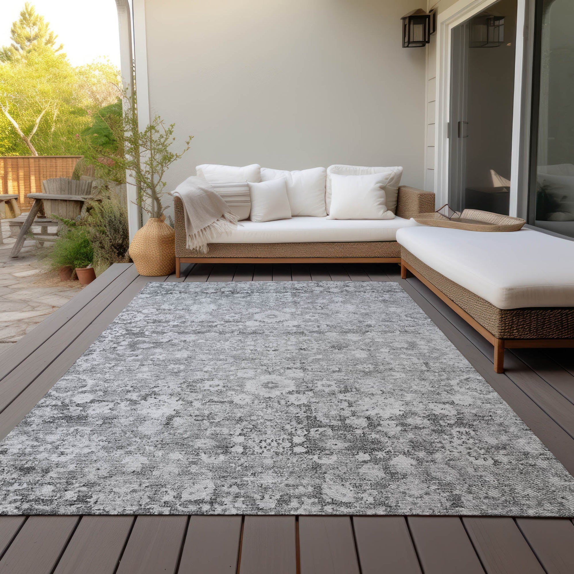 Addison Rugs Ocean Ripples Silver Washable Indoor-Outdoor Rug