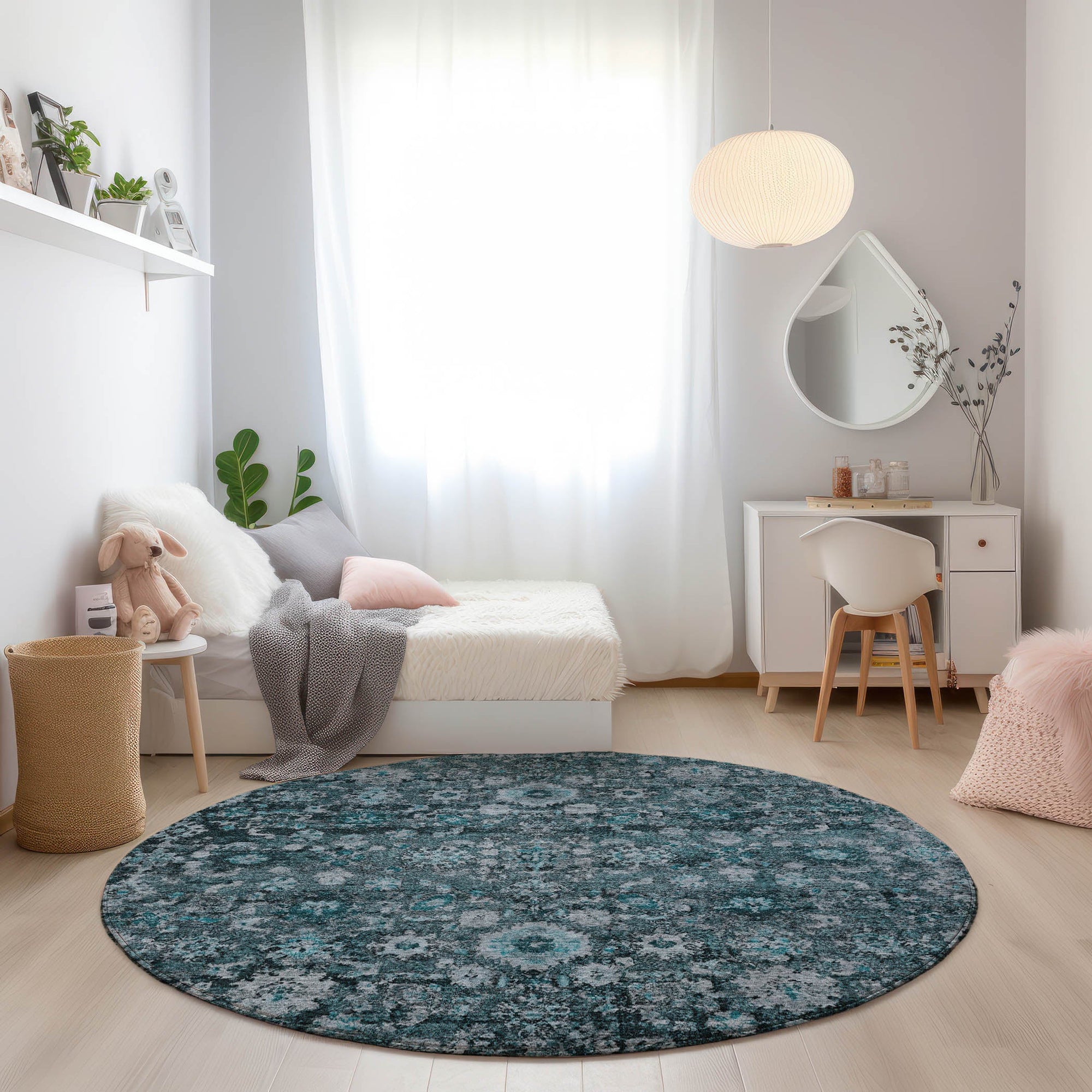 Addison Rugs Ocean Ripples Teal Washable Indoor-Outdoor Rug