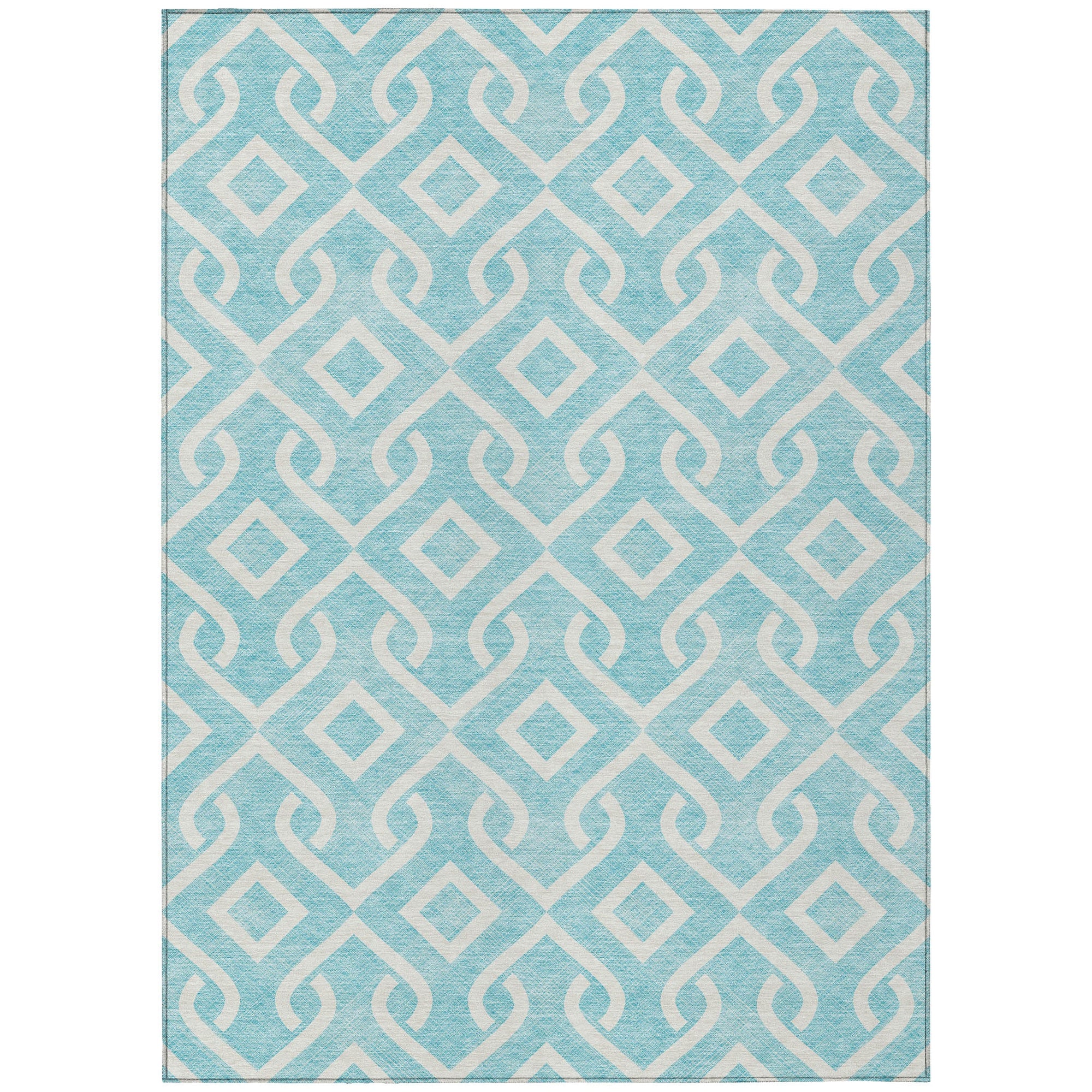 Addison Rugs Offset Stripes Aqua Washable Indoor-Outdoor Rug
