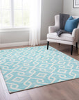 Addison Rugs Offset Stripes Aqua Washable Indoor-Outdoor Rug