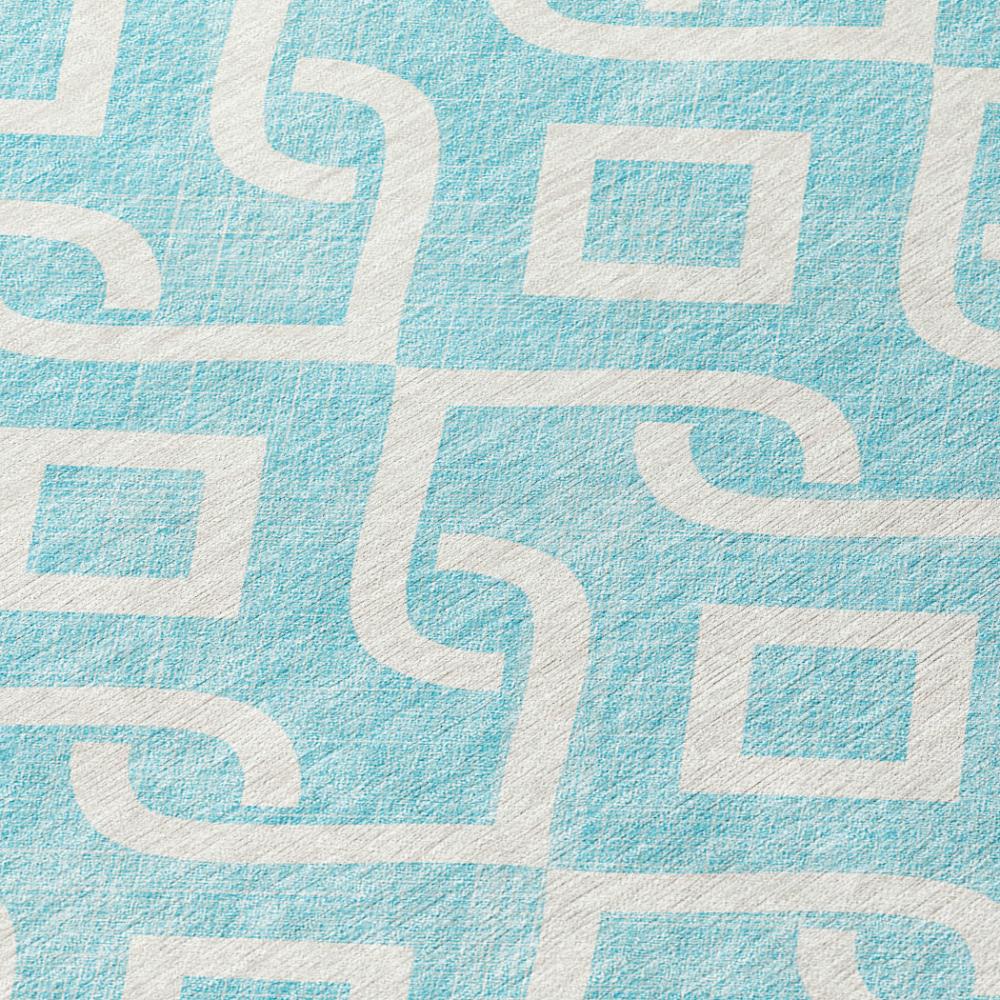 Addison Rugs Offset Stripes Aqua Washable Indoor-Outdoor Rug