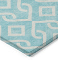 Addison Rugs Offset Stripes Aqua Washable Indoor-Outdoor Rug