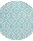 Addison Rugs Offset Stripes Aqua Washable Indoor-Outdoor Rug