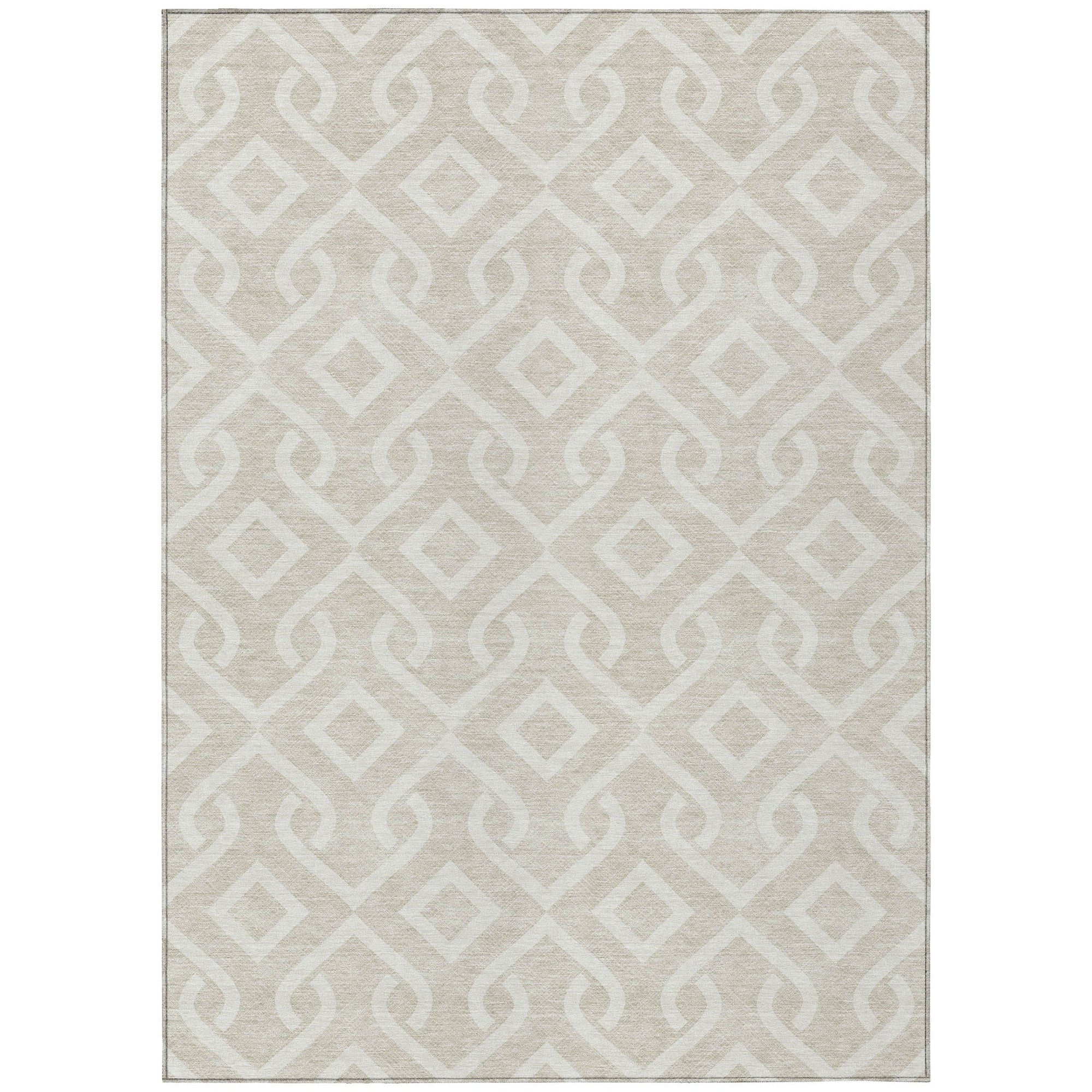 Addison Rugs Offset Stripes Beige Washable Indoor-Outdoor Rug