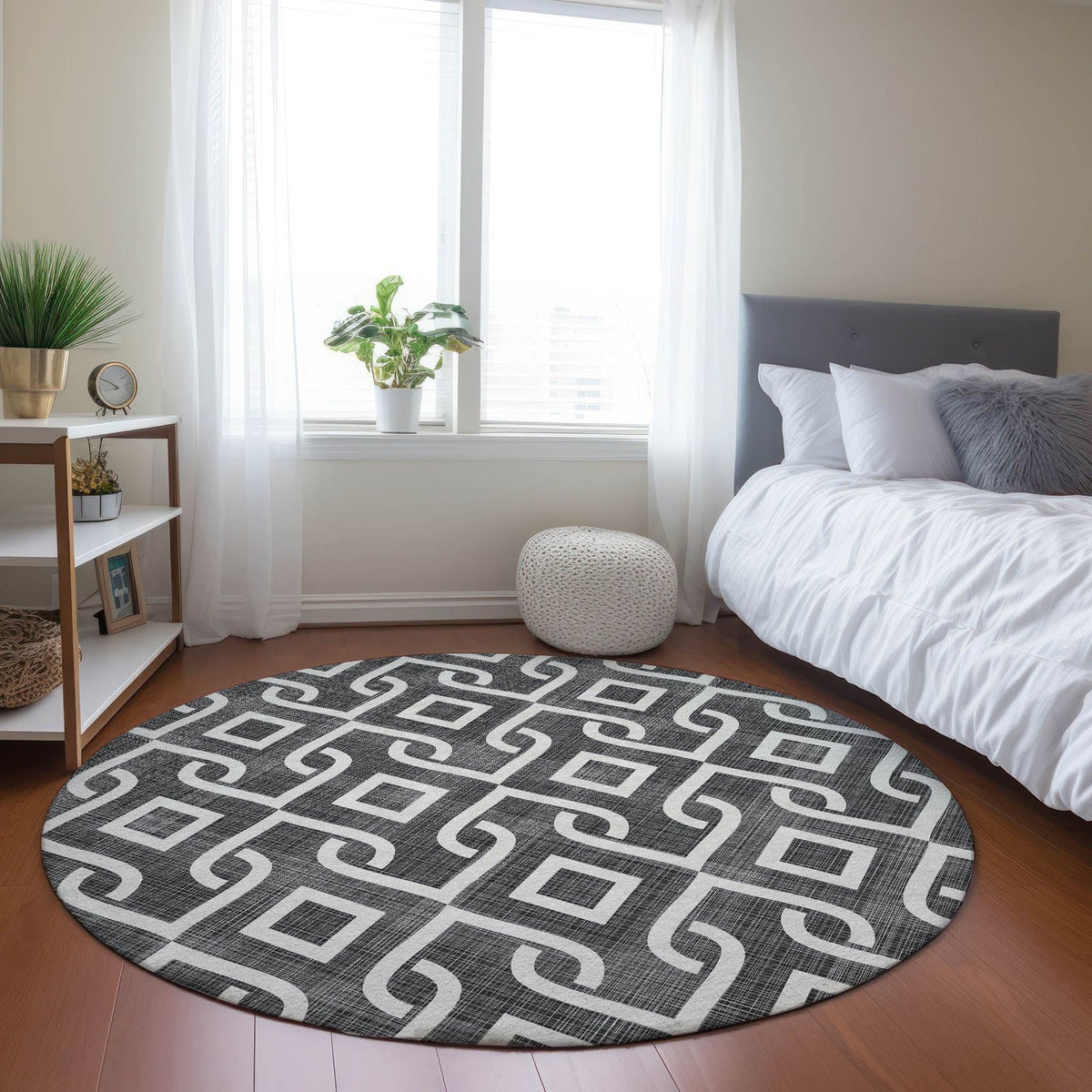 Addison Rugs Offset Stripes Black Washable Indoor-Outdoor Rug