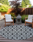 Addison Rugs Offset Stripes Black Washable Indoor-Outdoor Rug