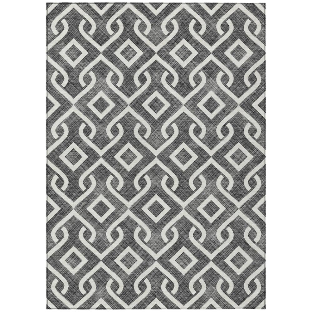 Addison Rugs Offset Stripes Black Washable Indoor-Outdoor Rug