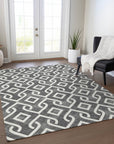 Addison Rugs Offset Stripes Black Washable Indoor-Outdoor Rug