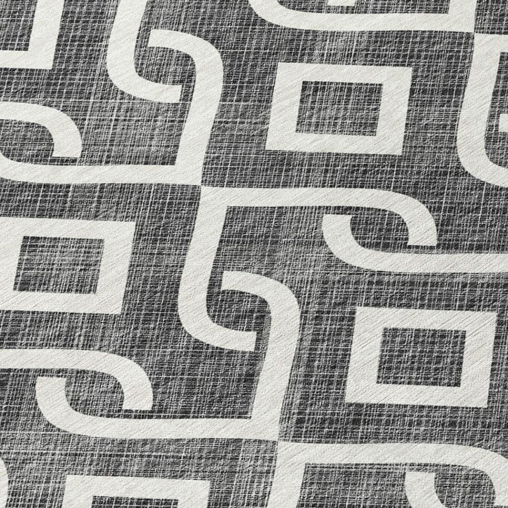 Addison Rugs Offset Stripes Black Washable Indoor-Outdoor Rug