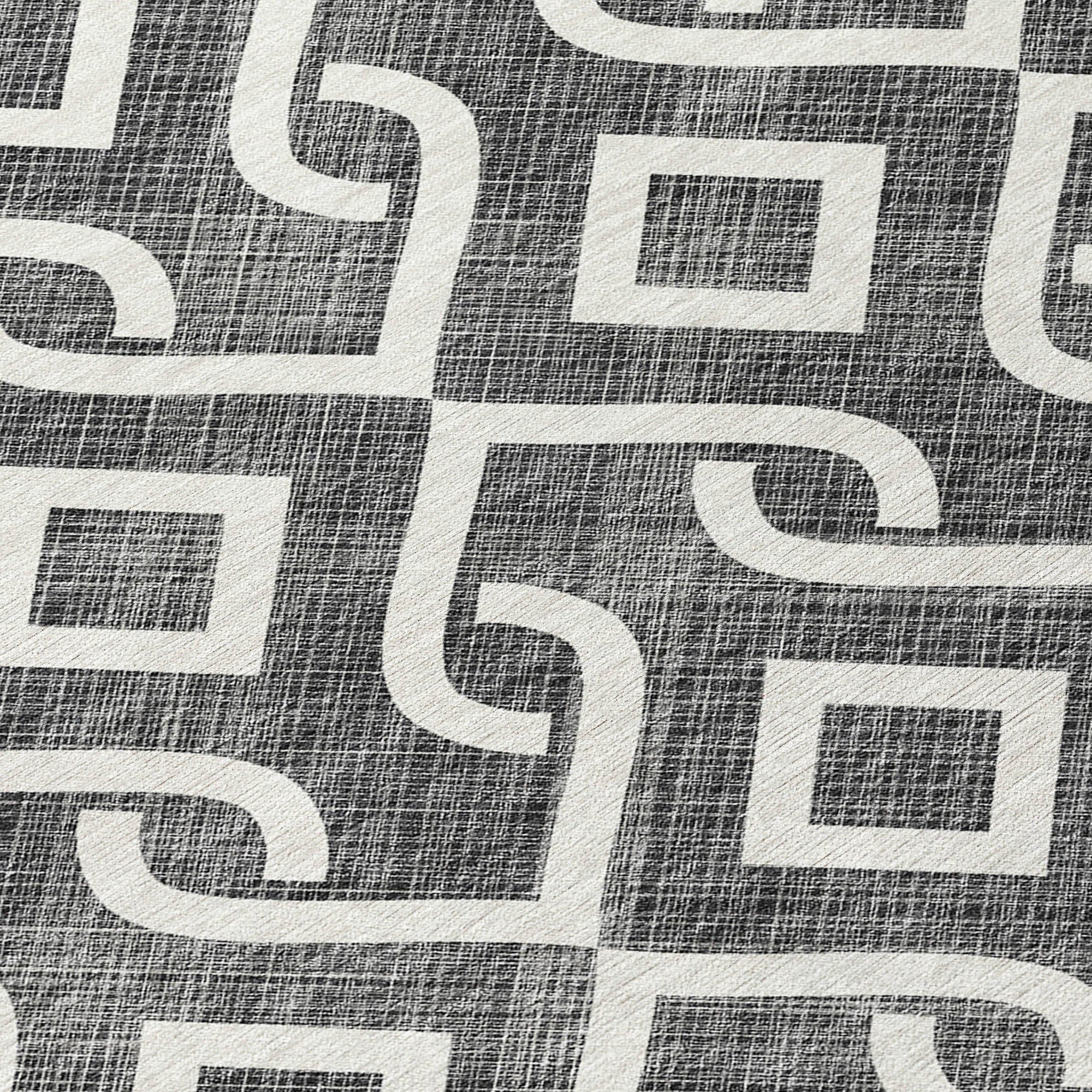 Addison Rugs Offset Stripes Black Washable Indoor-Outdoor Rug