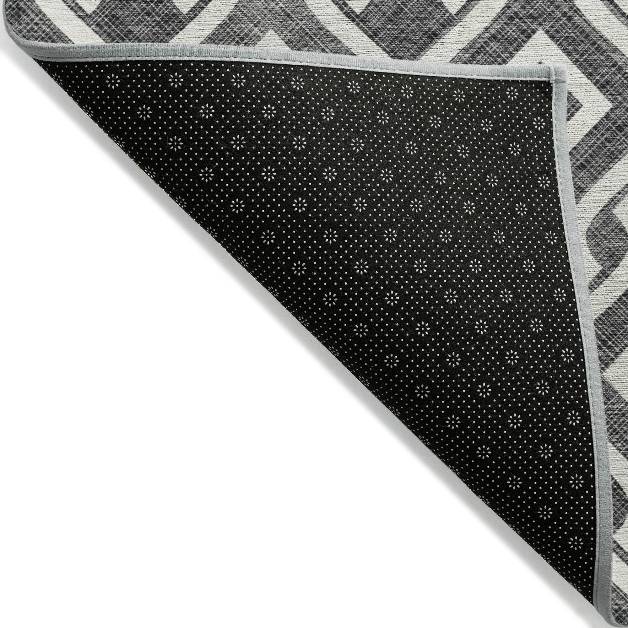 Addison Rugs Offset Stripes Black Washable Indoor-Outdoor Rug