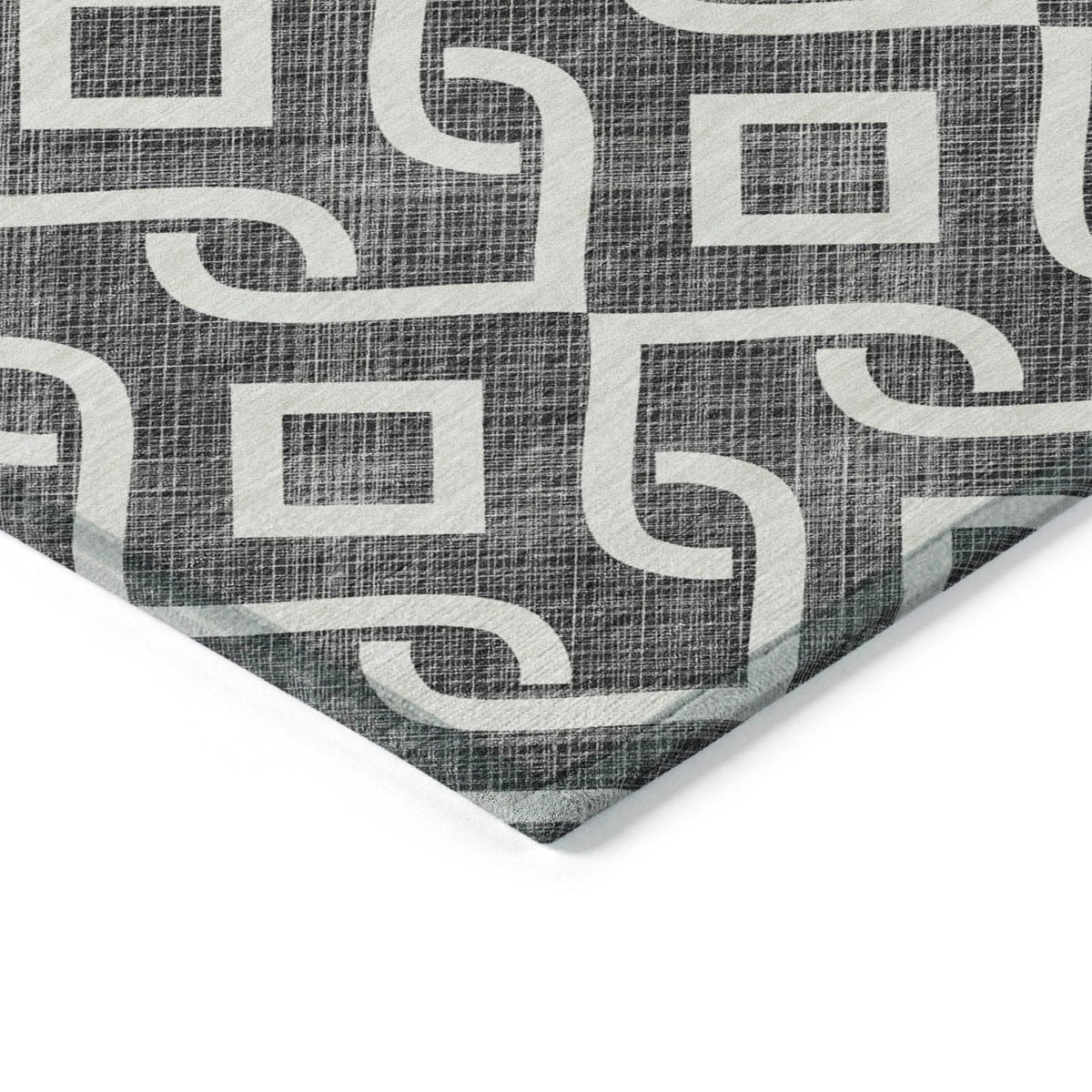 Addison Rugs Offset Stripes Black Washable Indoor-Outdoor Rug