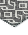 Addison Rugs Offset Stripes Black Washable Indoor-Outdoor Rug