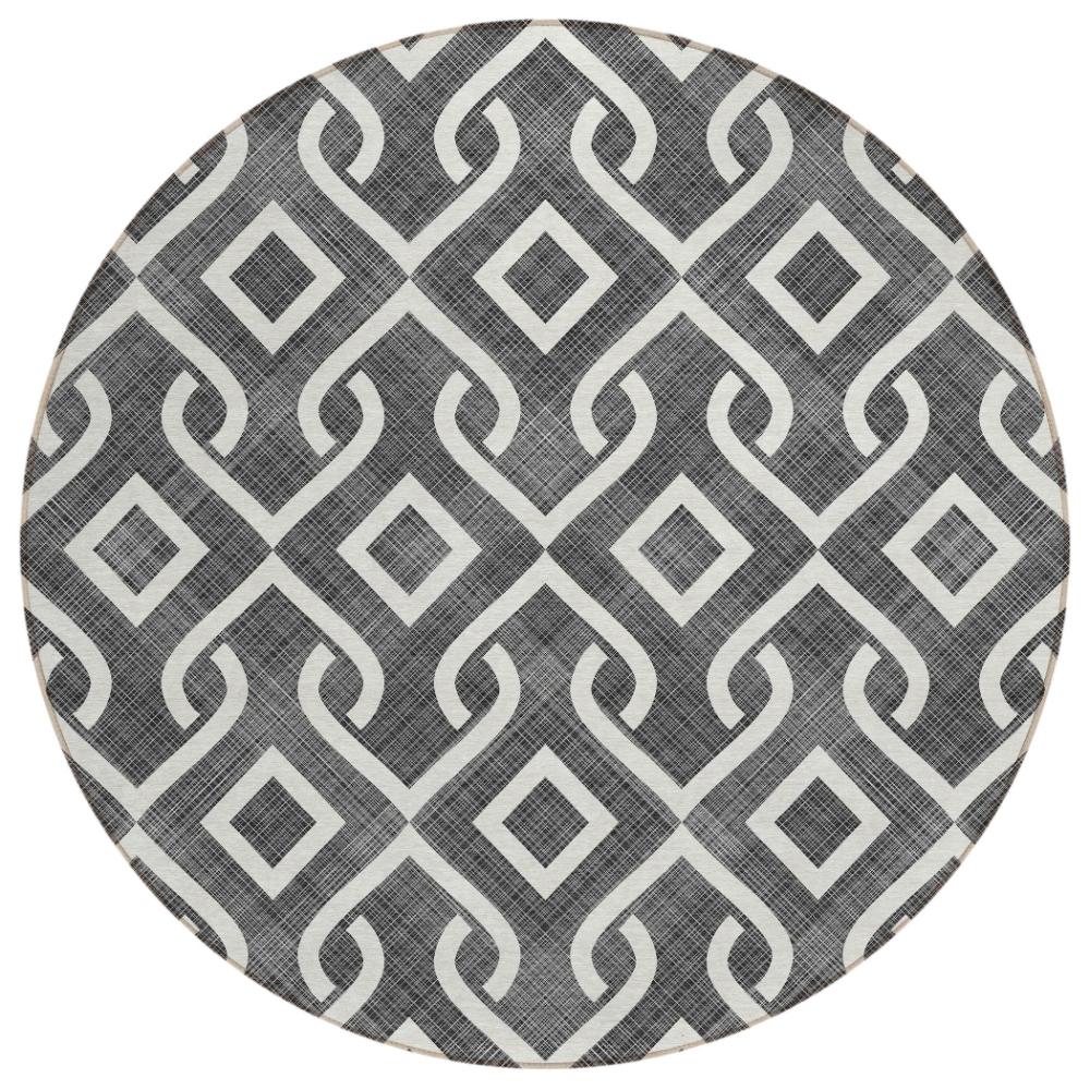 Addison Rugs Offset Stripes Black Washable Indoor-Outdoor Rug