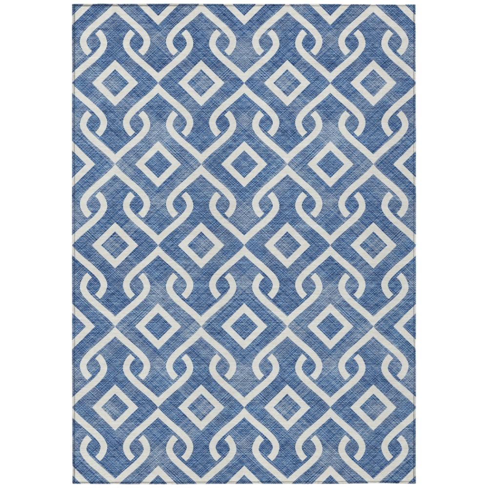 Addison Rugs Offset Stripes Blue Washable Indoor-Outdoor Rug