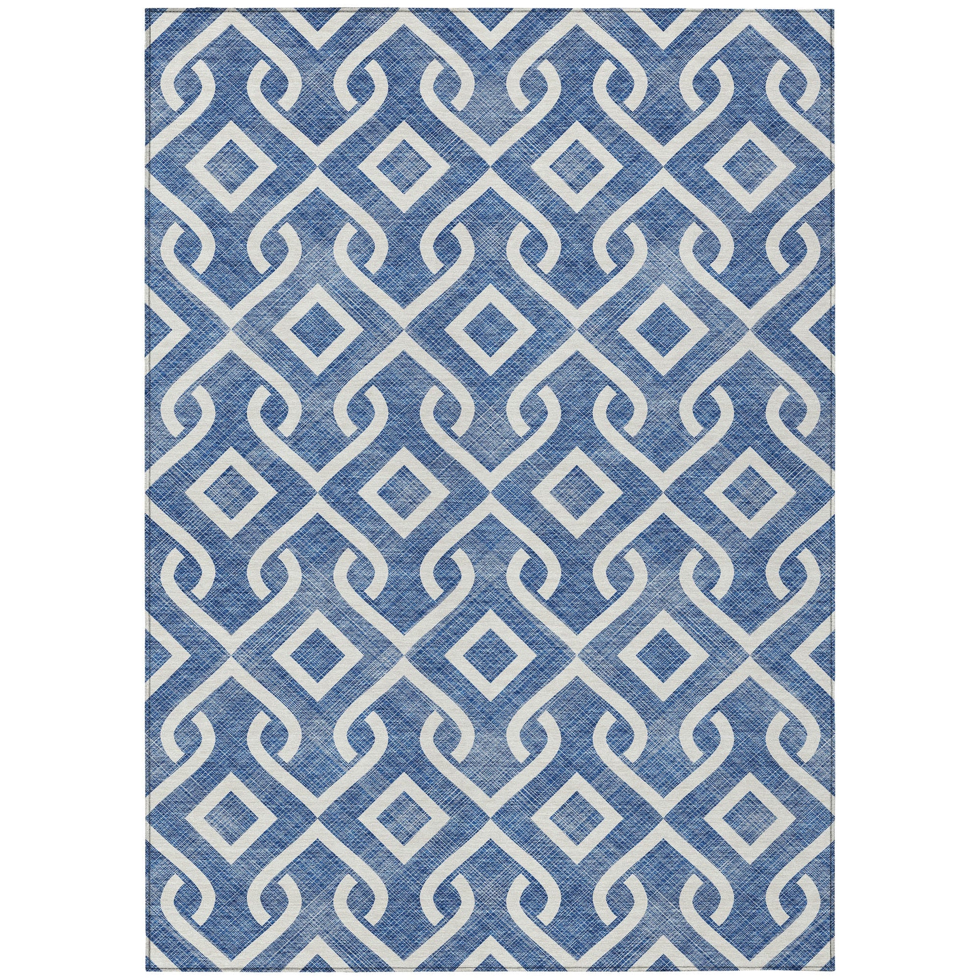 Addison Rugs Offset Stripes Blue Washable Indoor-Outdoor Rug