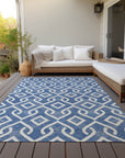 Addison Rugs Offset Stripes Blue Washable Indoor-Outdoor Rug
