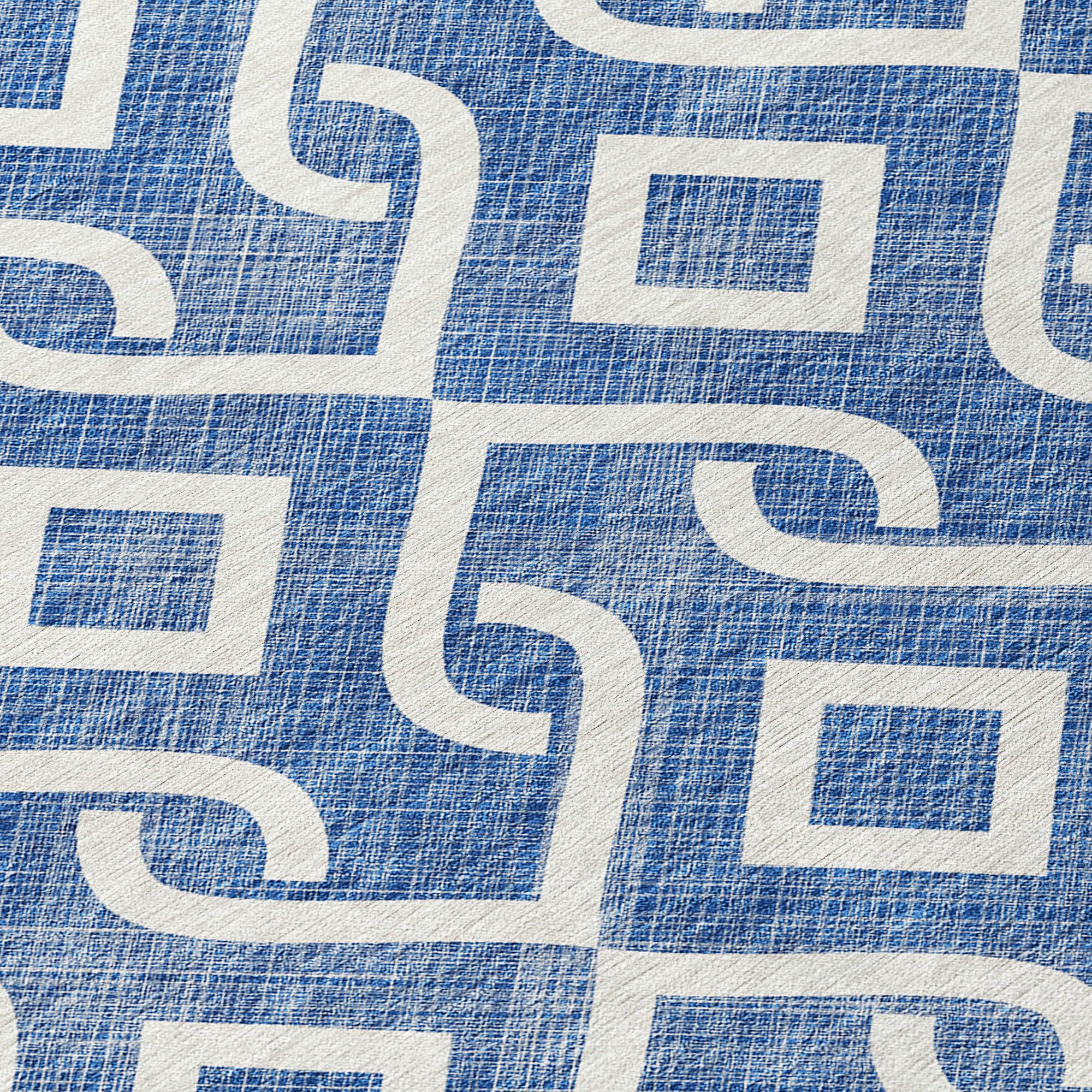 Addison Rugs Offset Stripes Blue Washable Indoor-Outdoor Rug