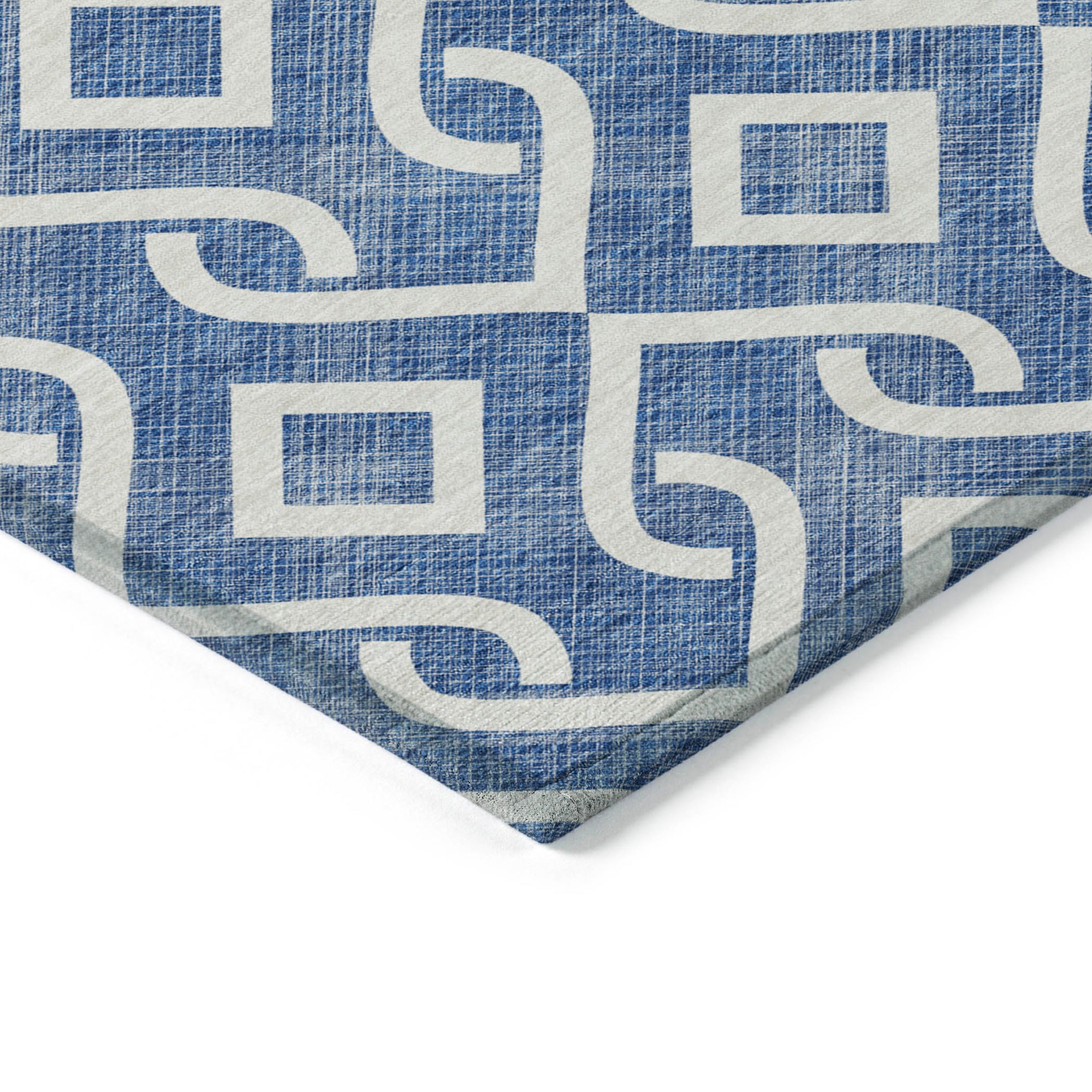 Addison Rugs Offset Stripes Blue Washable Indoor-Outdoor Rug