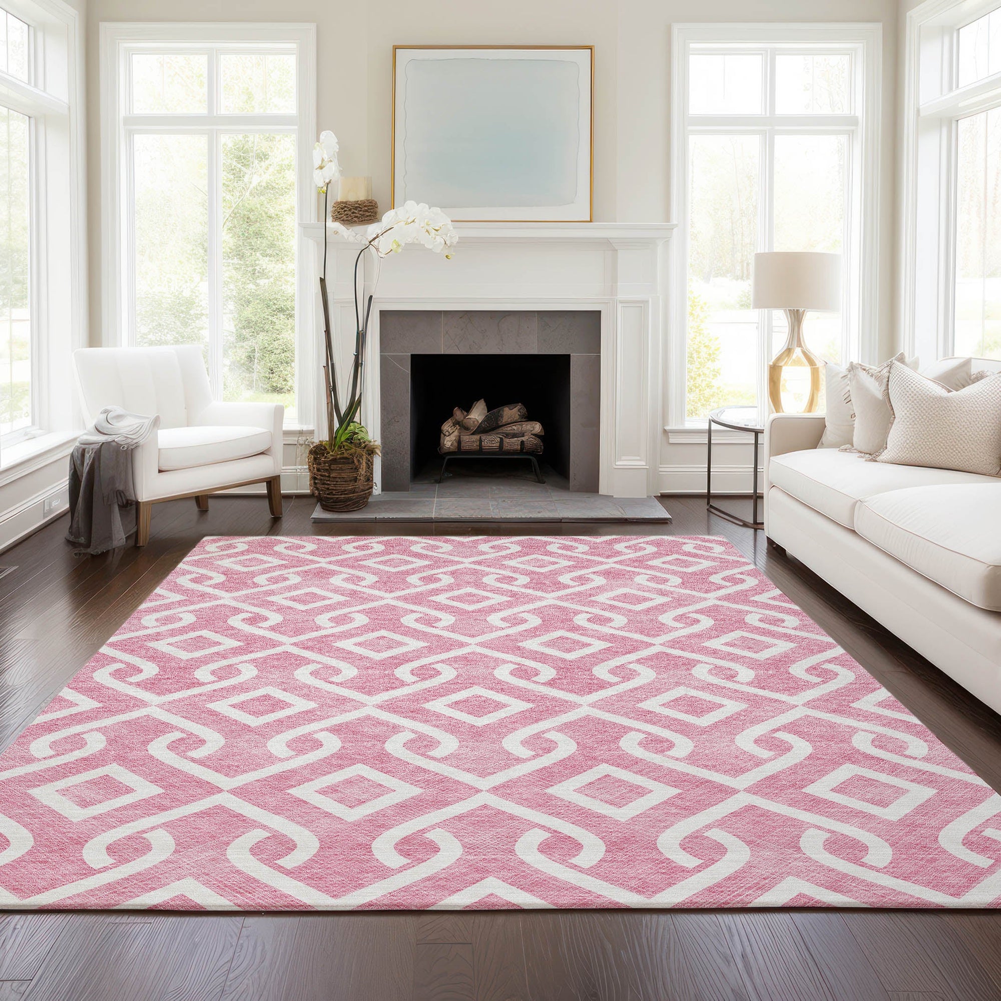 Addison Rugs Offset Stripes Blush Washable Indoor-Outdoor Rug