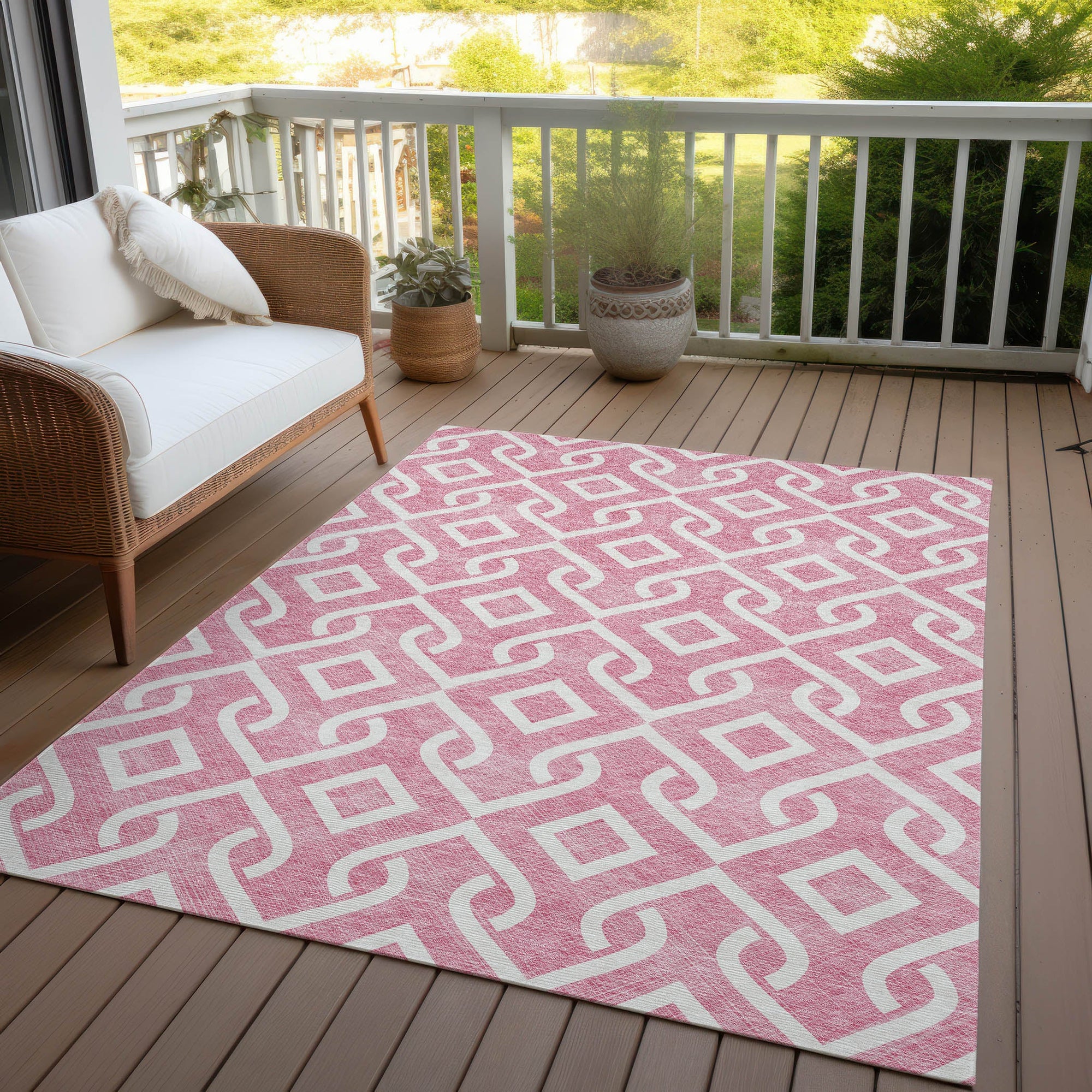 Addison Rugs Offset Stripes Blush Washable Indoor-Outdoor Rug
