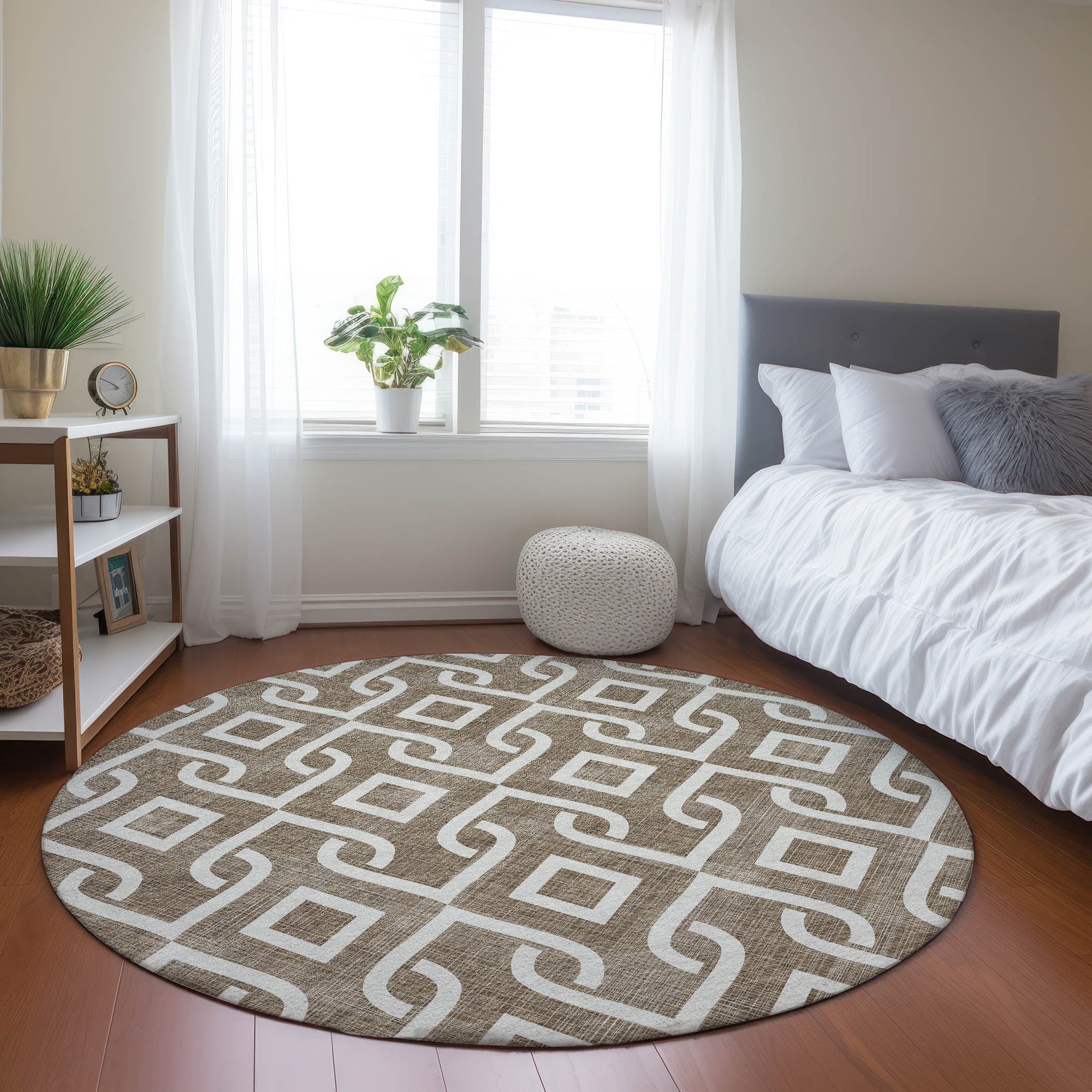 Addison Rugs Offset Stripes Brown Washable Indoor-Outdoor Rug