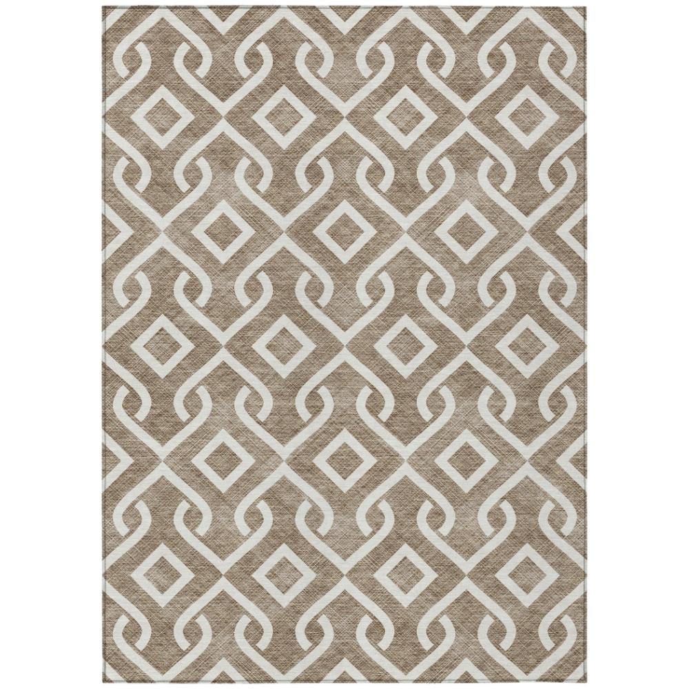 Addison Rugs Offset Stripes Brown Washable Indoor-Outdoor Rug